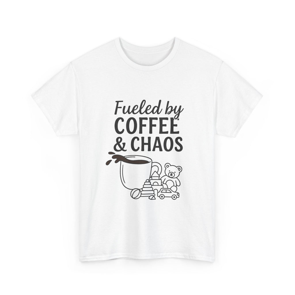 Fueled by Coffee & Chaos Shirt – Funny Unisex Tee for Moms & Dads