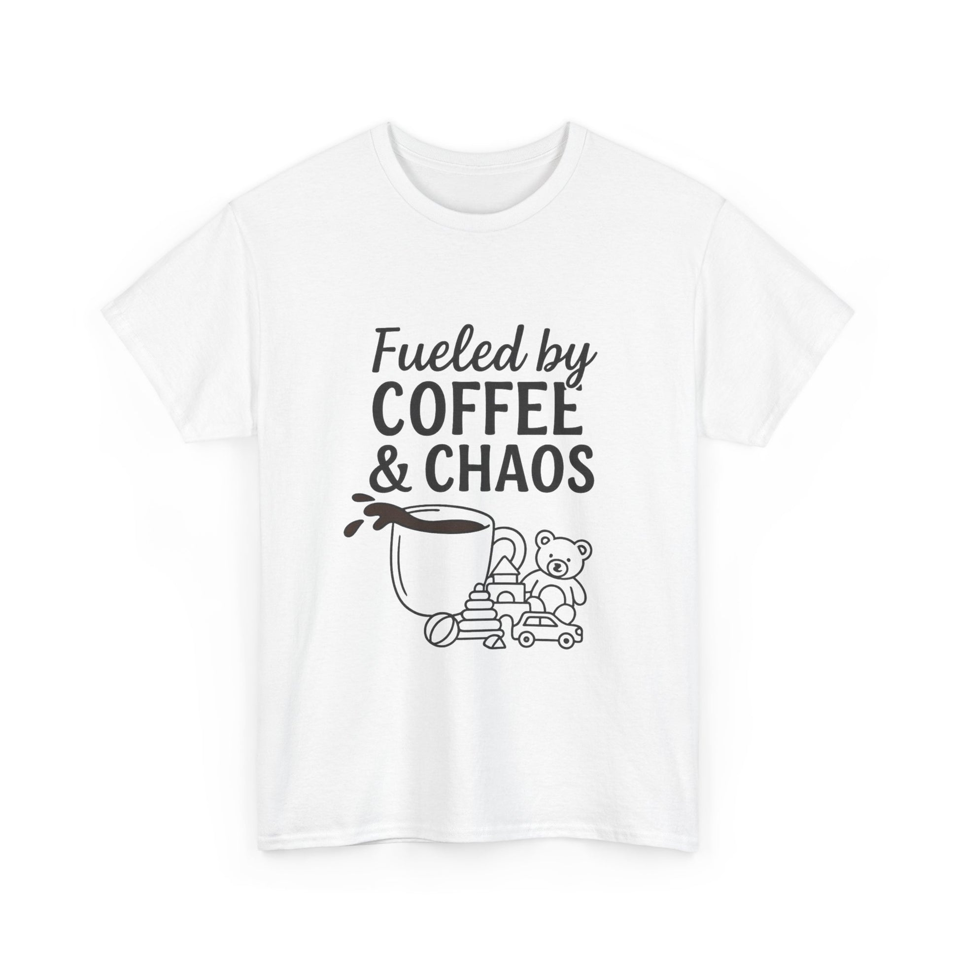Fueled by Coffee & Chaos Shirt – Funny Unisex Tee for Moms & Dads