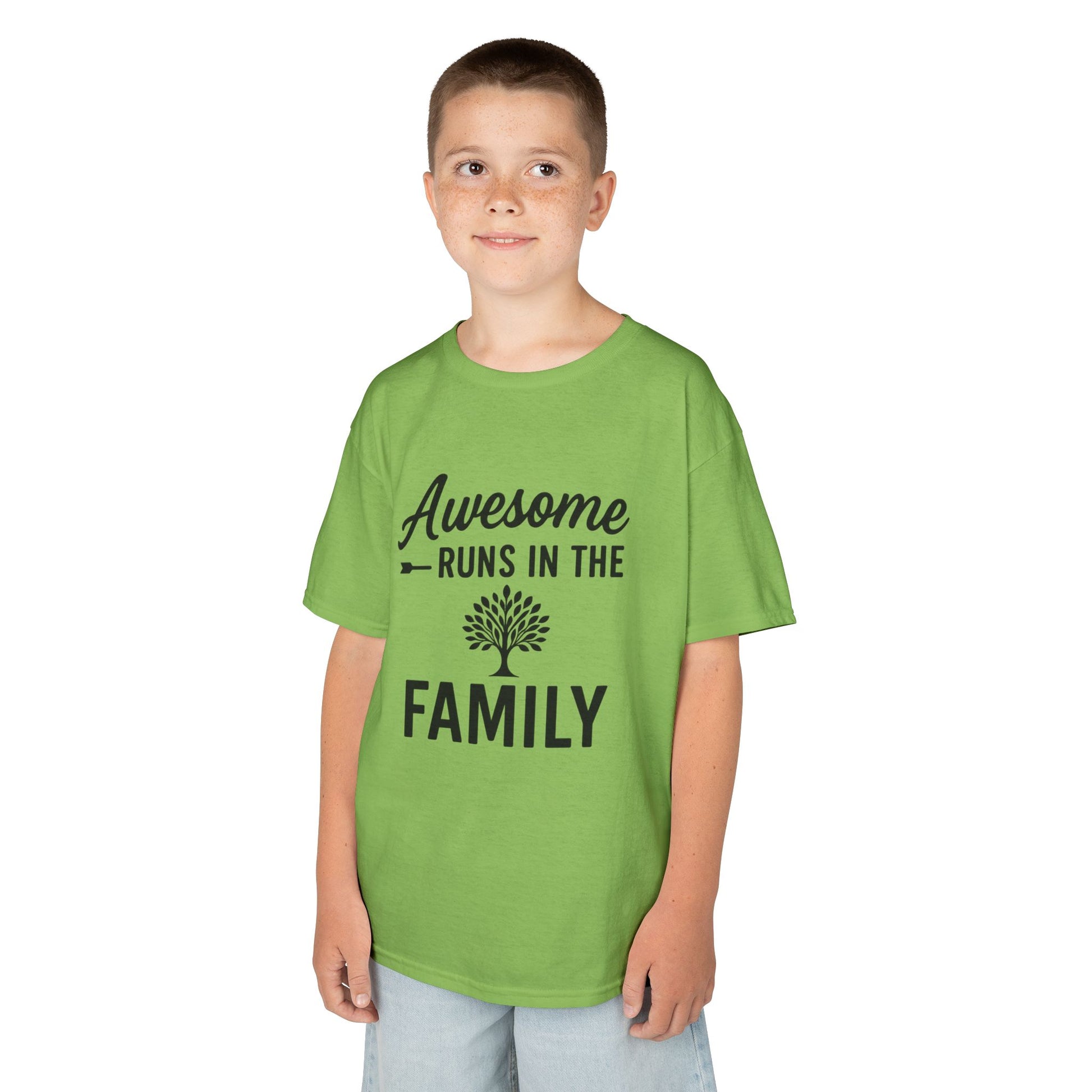 Awesome Runs In The Family Kids T-Shirt – Unisex Heavy Cotton Tee