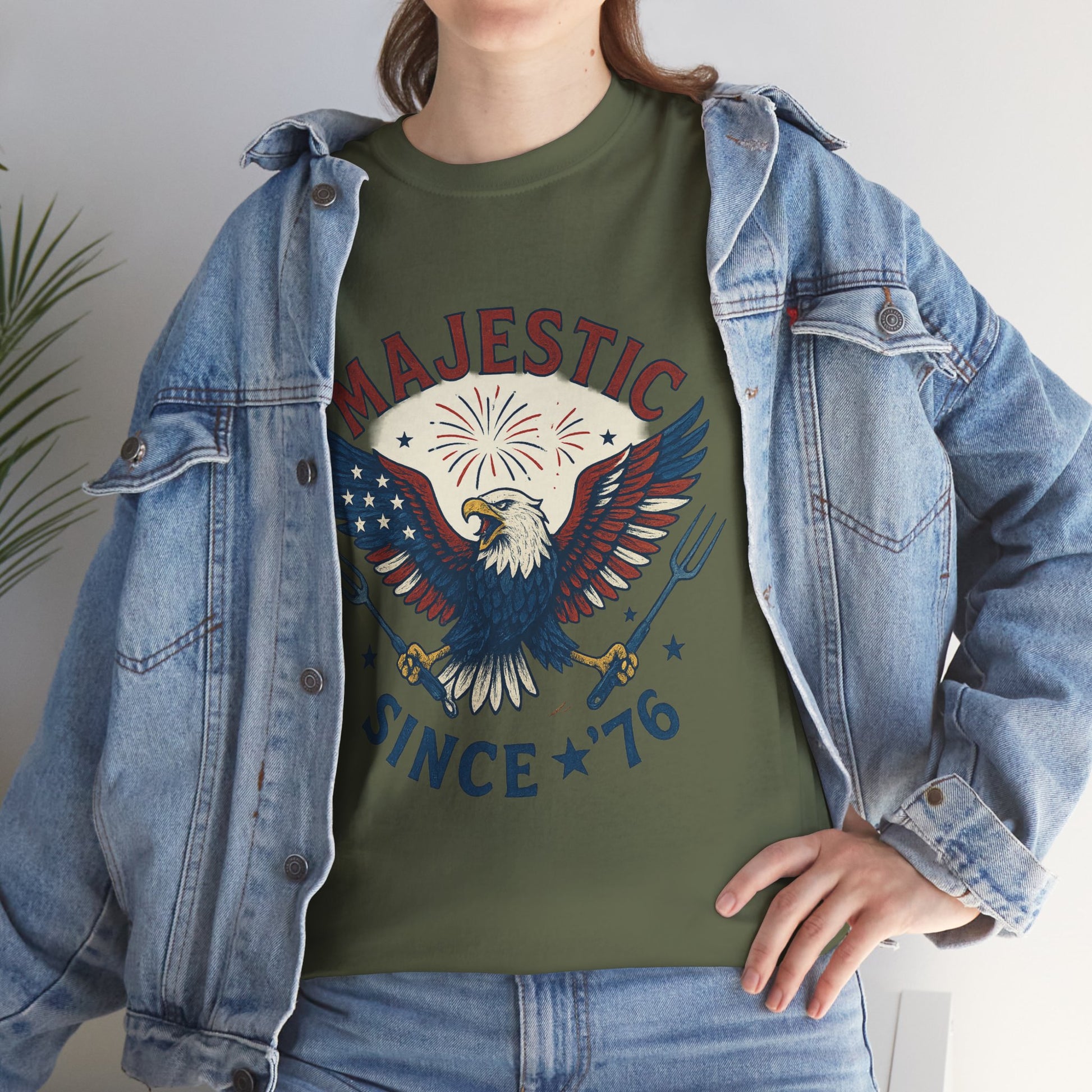 Majestic Eagle Since '76 T-Shirt – Vintage American Flag Tee for Men & Women, Patriotic USA Graphic Shirt