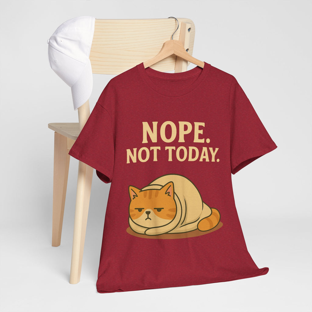 Lazy Cat "Nope. Not Today." Funny Graphic T-Shirt