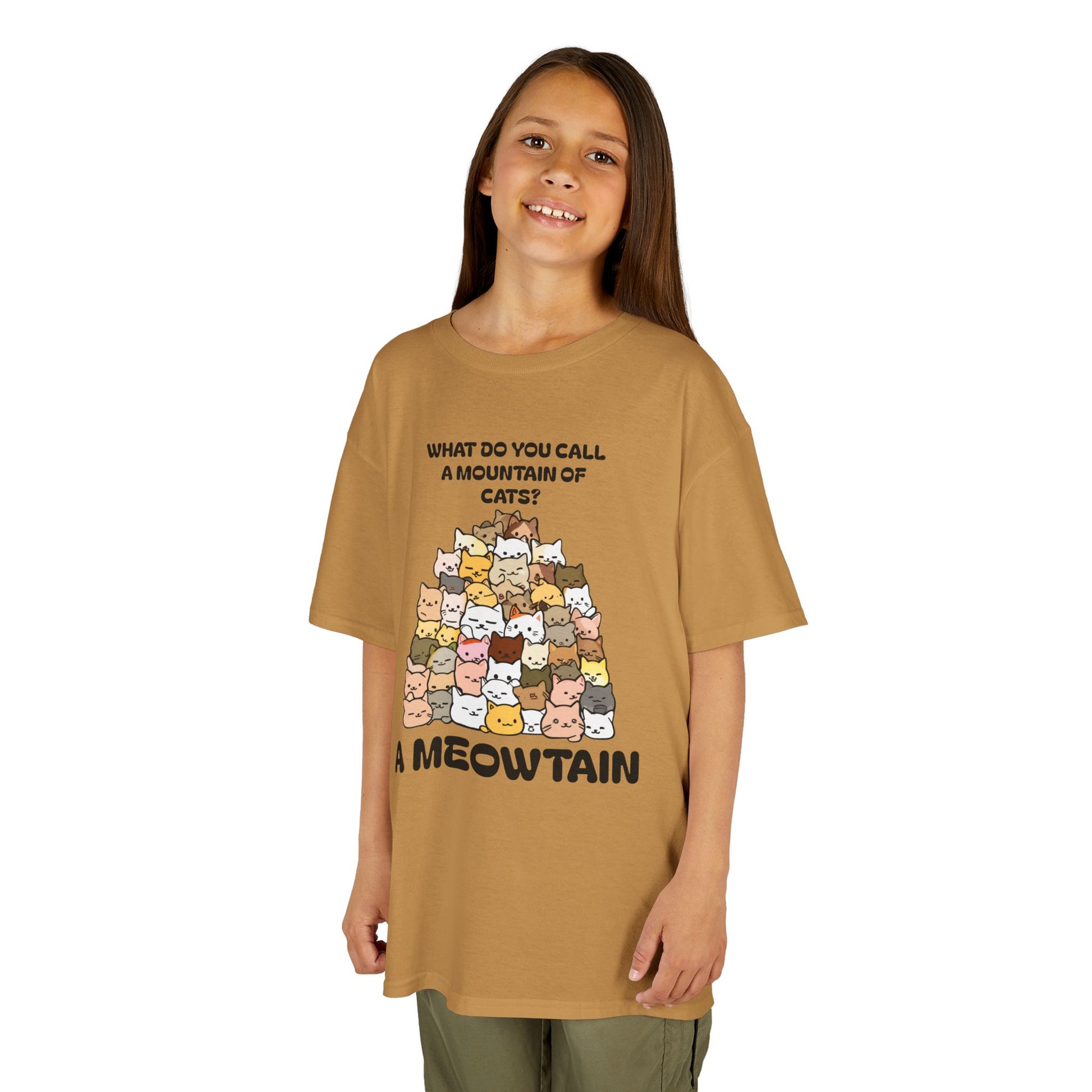 A Meowtain! Funny Cat Pile T-Shirt for Kids – Cute Unisex Graphic Tee