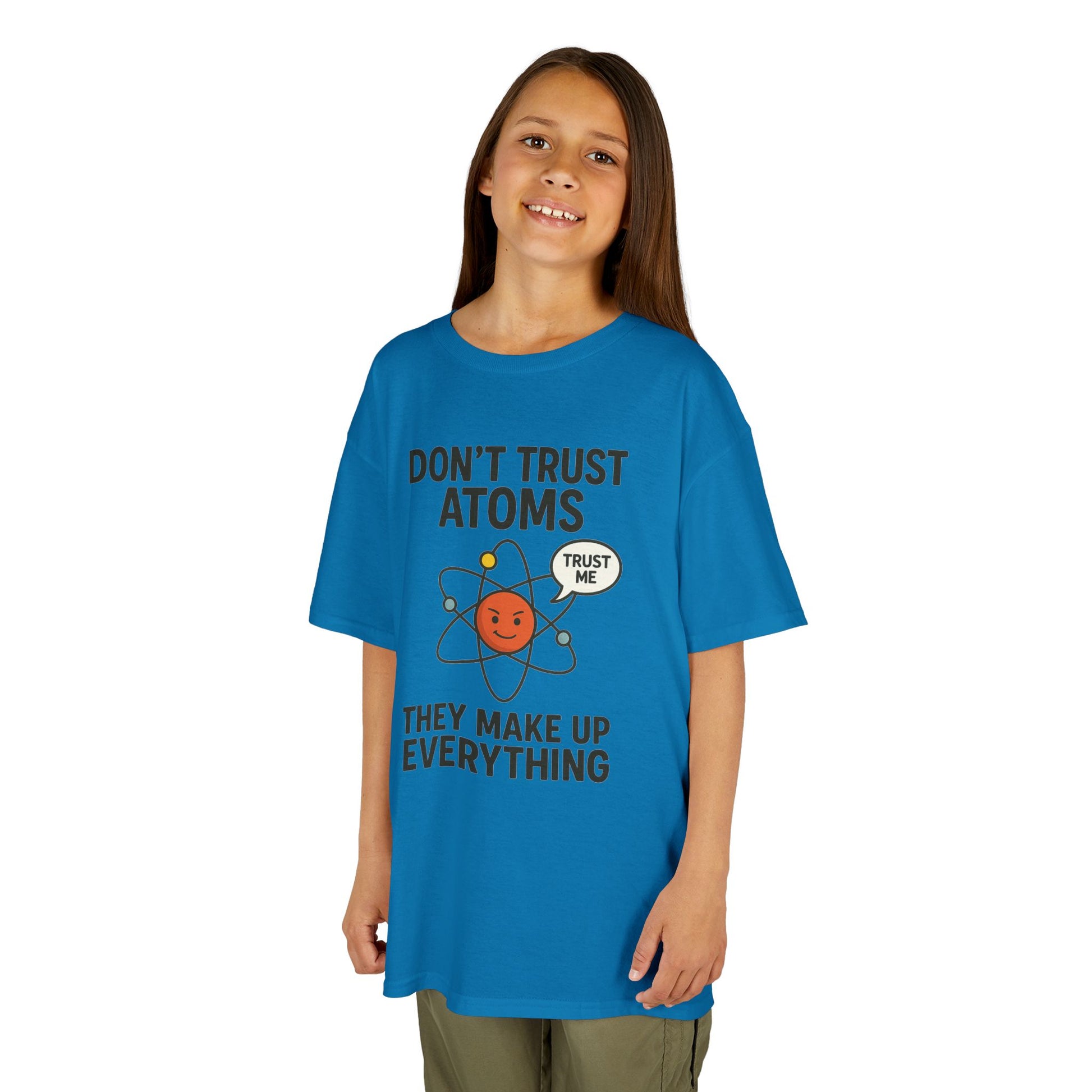 Don’t Trust Atoms – Funny Science T-Shirt for Kids | Unisex Nerdy Cotton Tee