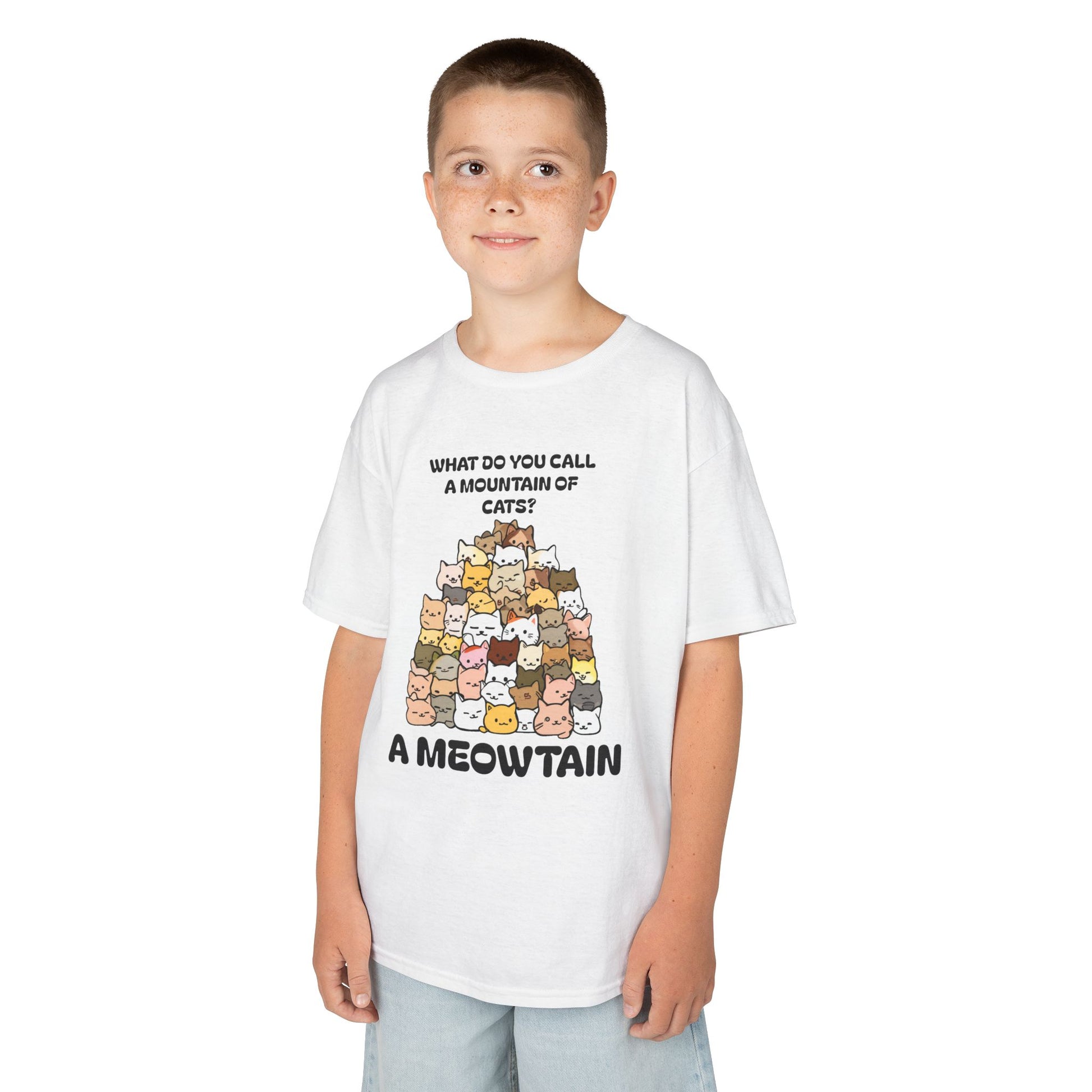 A Meowtain! Funny Cat Pile T-Shirt for Kids – Cute Unisex Graphic Tee