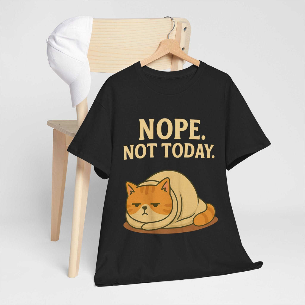 Lazy Cat "Nope. Not Today." Funny Graphic T-Shirt