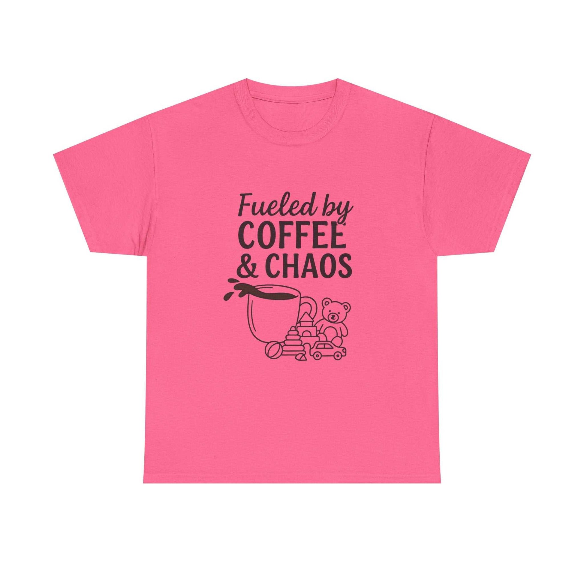 Fueled by Coffee & Chaos Shirt – Funny Unisex Tee for Moms & Dads