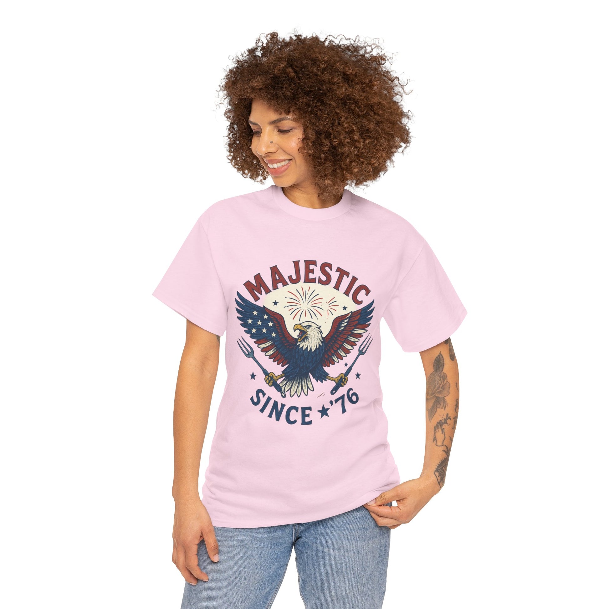 Majestic Eagle Since '76 T-Shirt – Vintage American Flag Tee for Men & Women, Patriotic USA Graphic Shirt