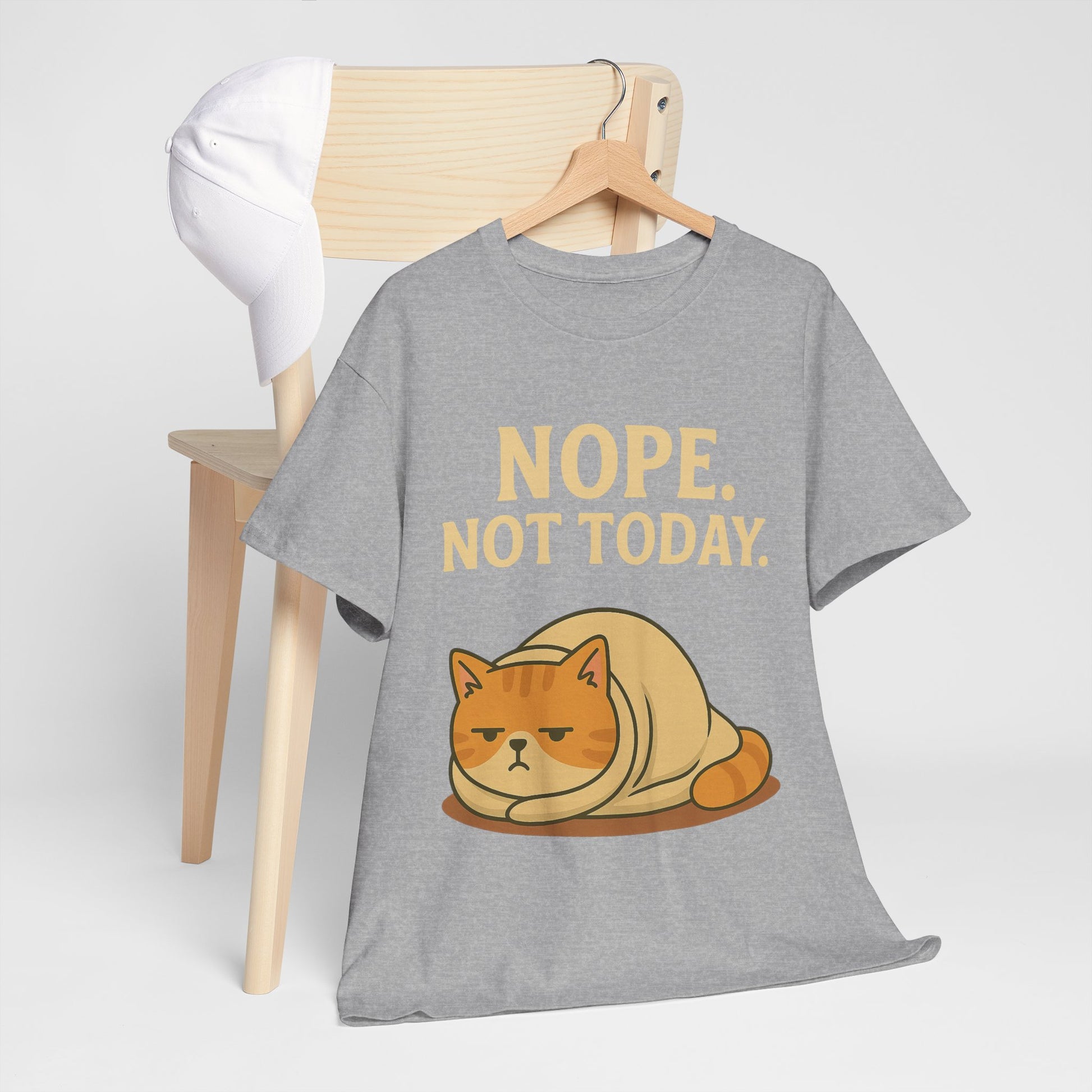 Lazy Cat "Nope. Not Today." Funny Graphic T-Shirt