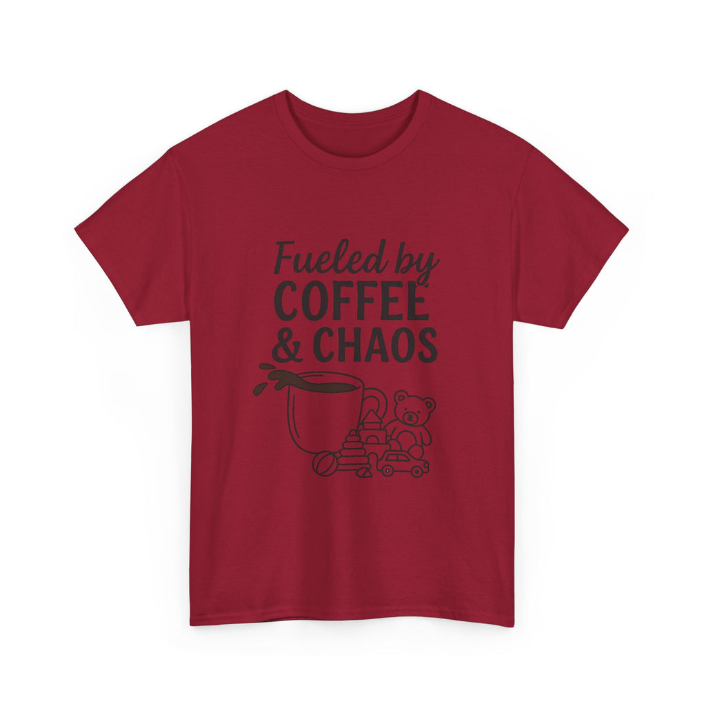 Fueled by Coffee & Chaos Shirt – Funny Unisex Tee for Moms & Dads