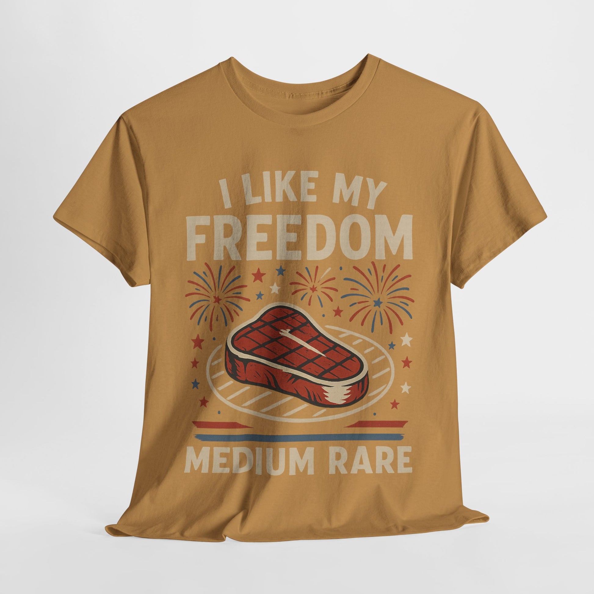 I Like My Freedom Medium Rare T-Shirt – Funny Patriotic BBQ Shirt for Men & Women, 4th of July USA Tee