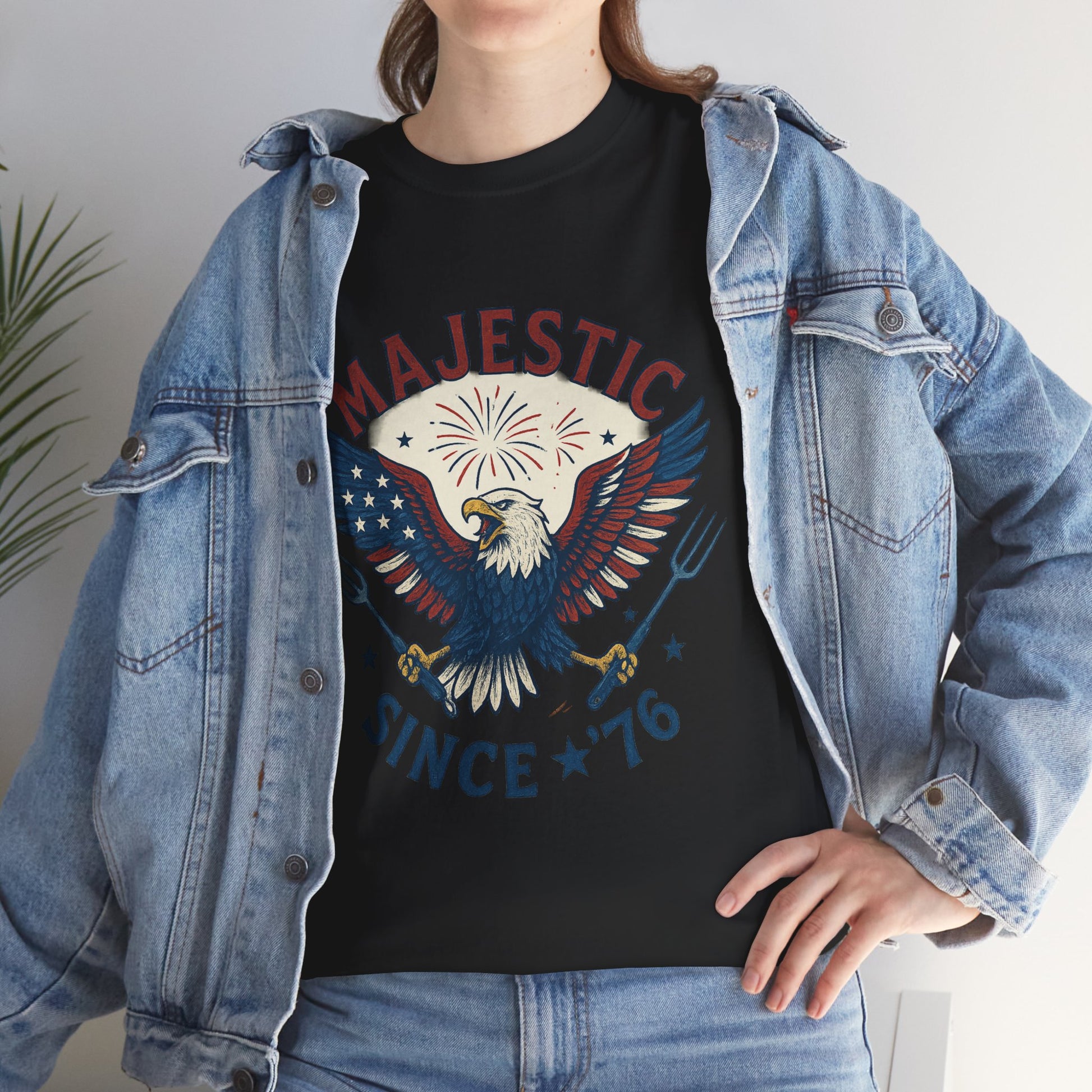 Majestic Eagle Since '76 T-Shirt – Vintage American Flag Tee for Men & Women, Patriotic USA Graphic Shirt