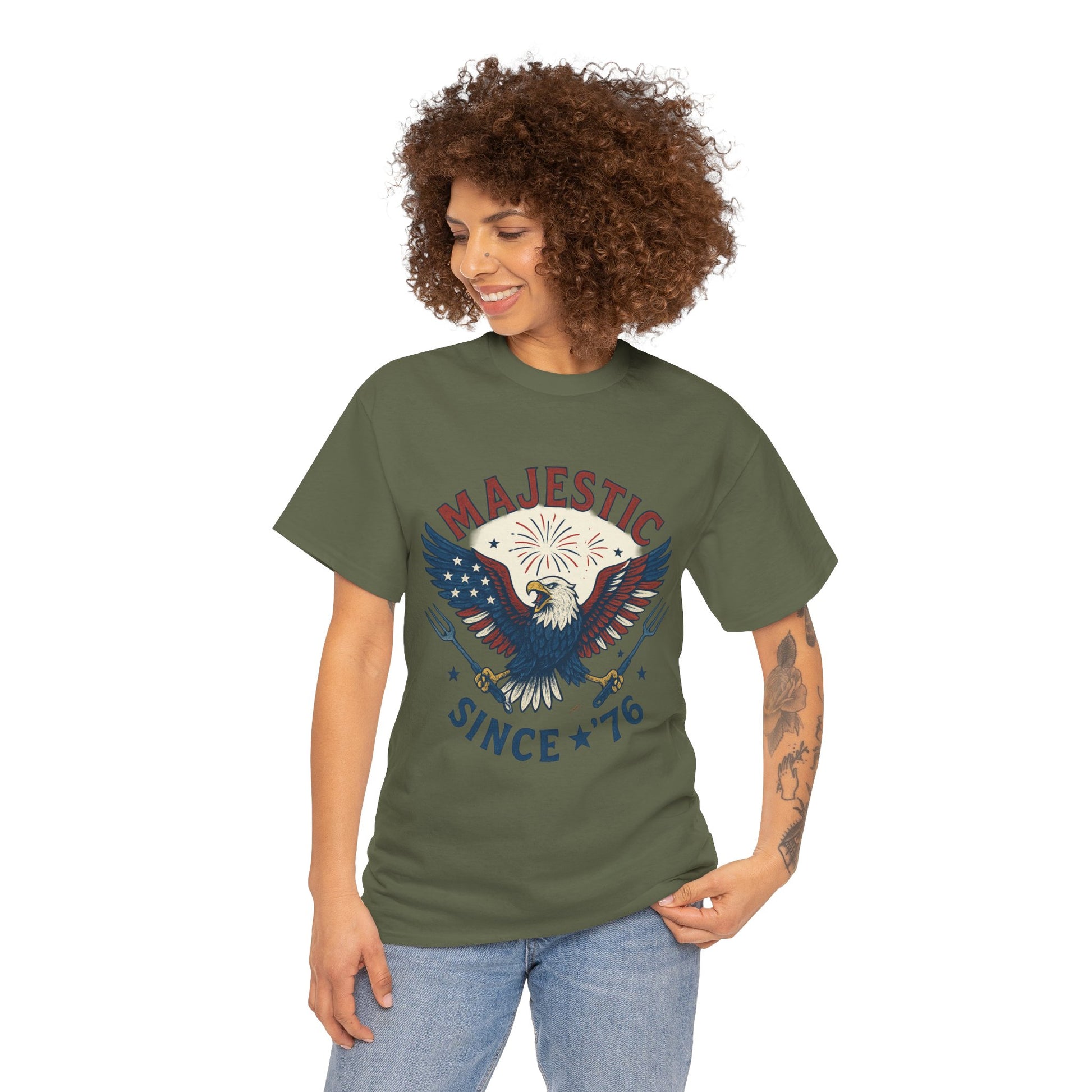 Majestic Eagle Since '76 T-Shirt – Vintage American Flag Tee for Men & Women, Patriotic USA Graphic Shirt