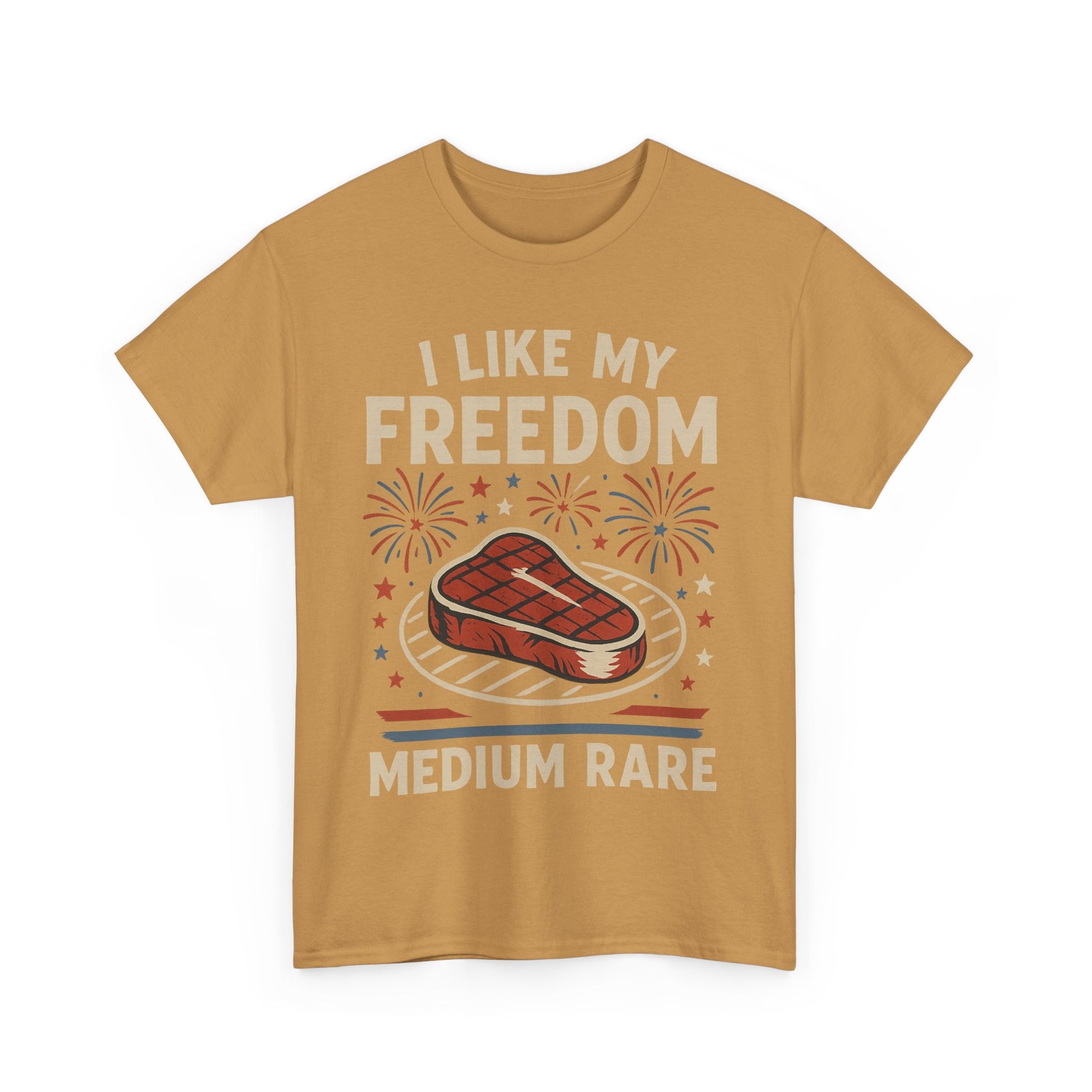 I Like My Freedom Medium Rare T-Shirt – Funny Patriotic BBQ Shirt for Men & Women, 4th of July USA Tee