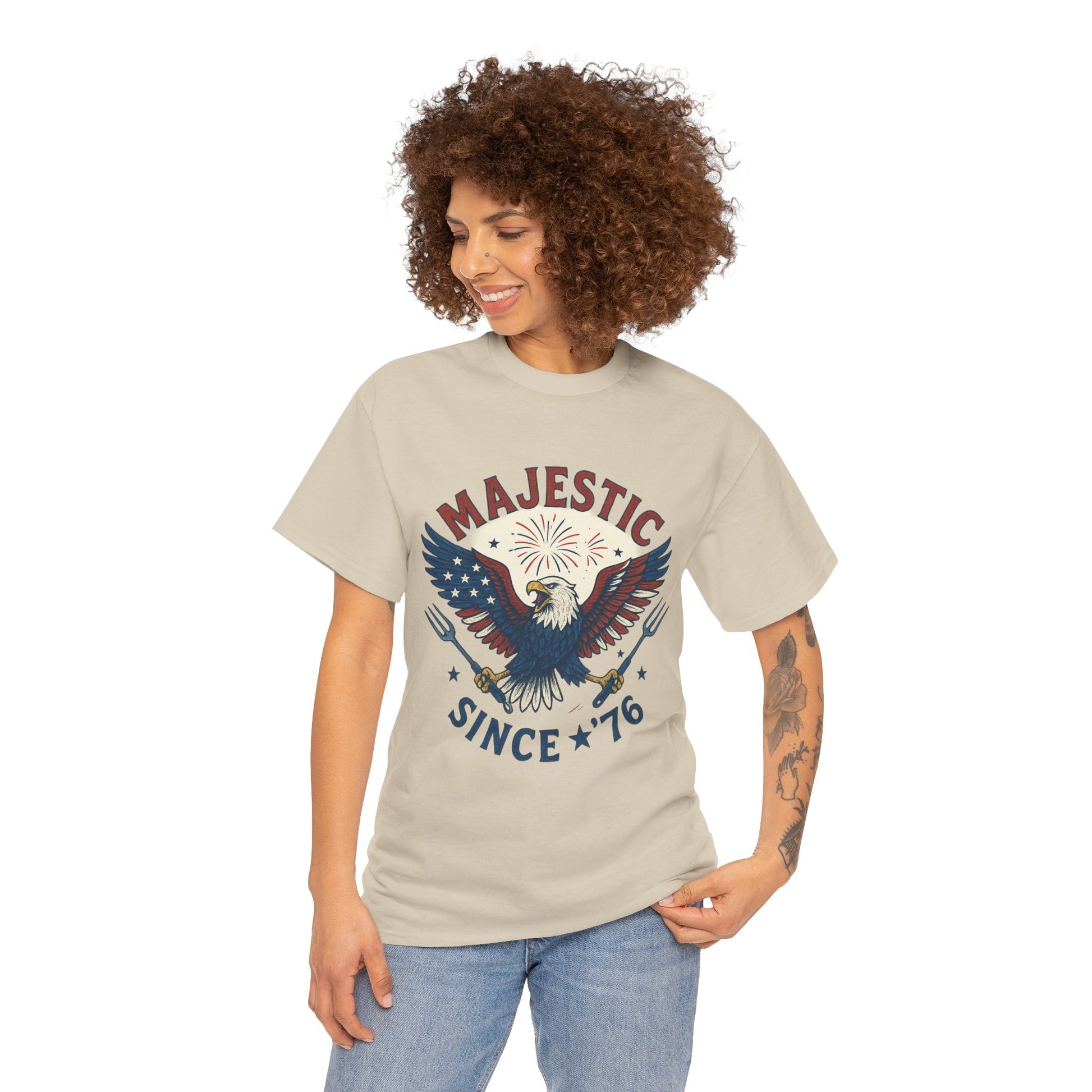 Majestic Eagle Since '76 T-Shirt – Vintage American Flag Tee for Men & Women, Patriotic USA Graphic Shirt