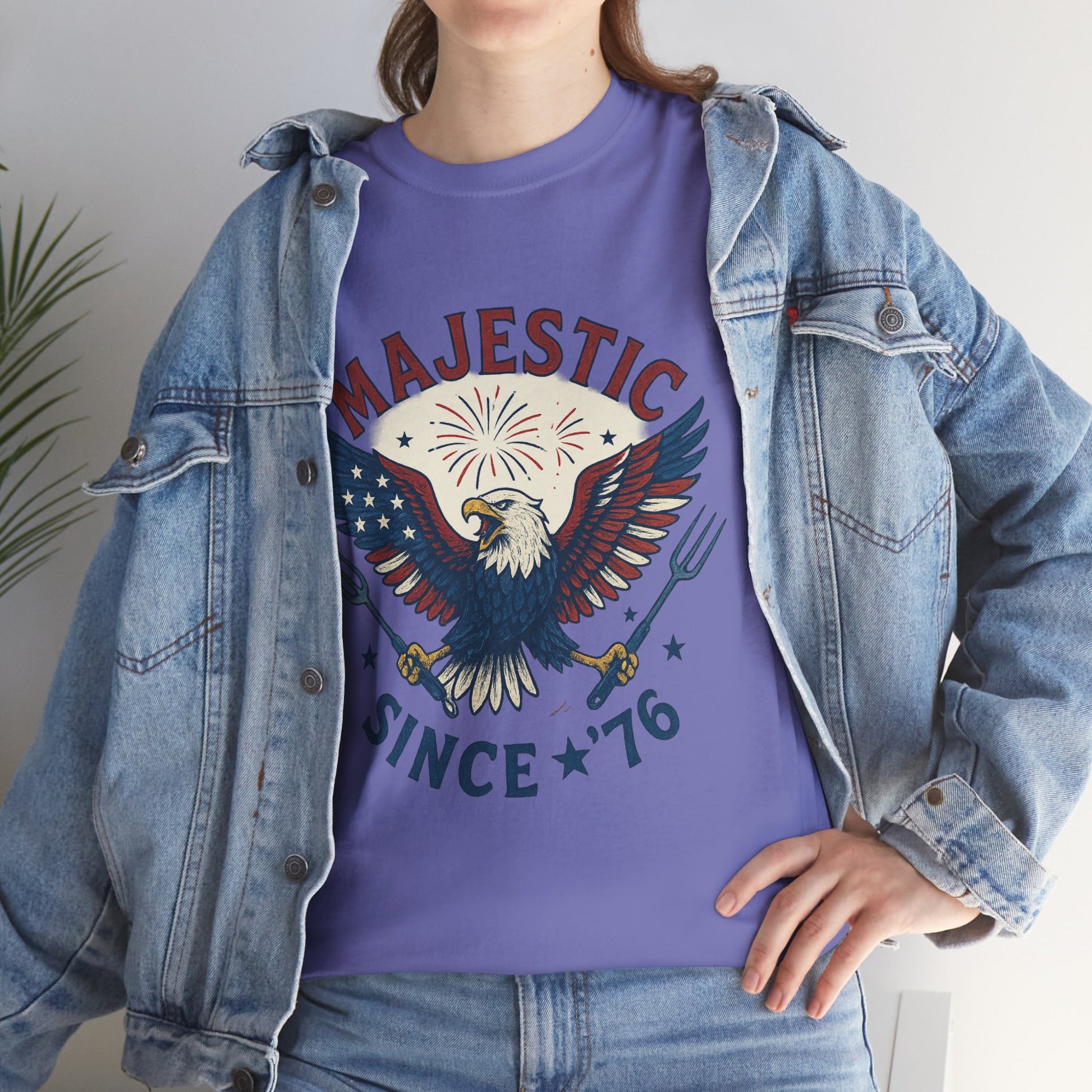 Majestic Eagle Since '76 T-Shirt – Vintage American Flag Tee for Men & Women, Patriotic USA Graphic Shirt