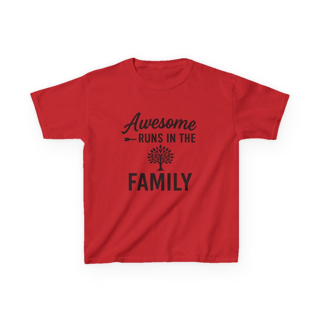 Awesome Runs In The Family Kids T-Shirt – Unisex Heavy Cotton Tee