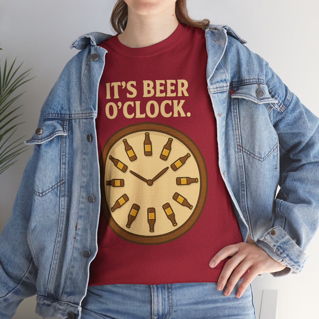 It’s Beer O’Clock Tee – Funny Unisex Cotton Beer Lover Shirt