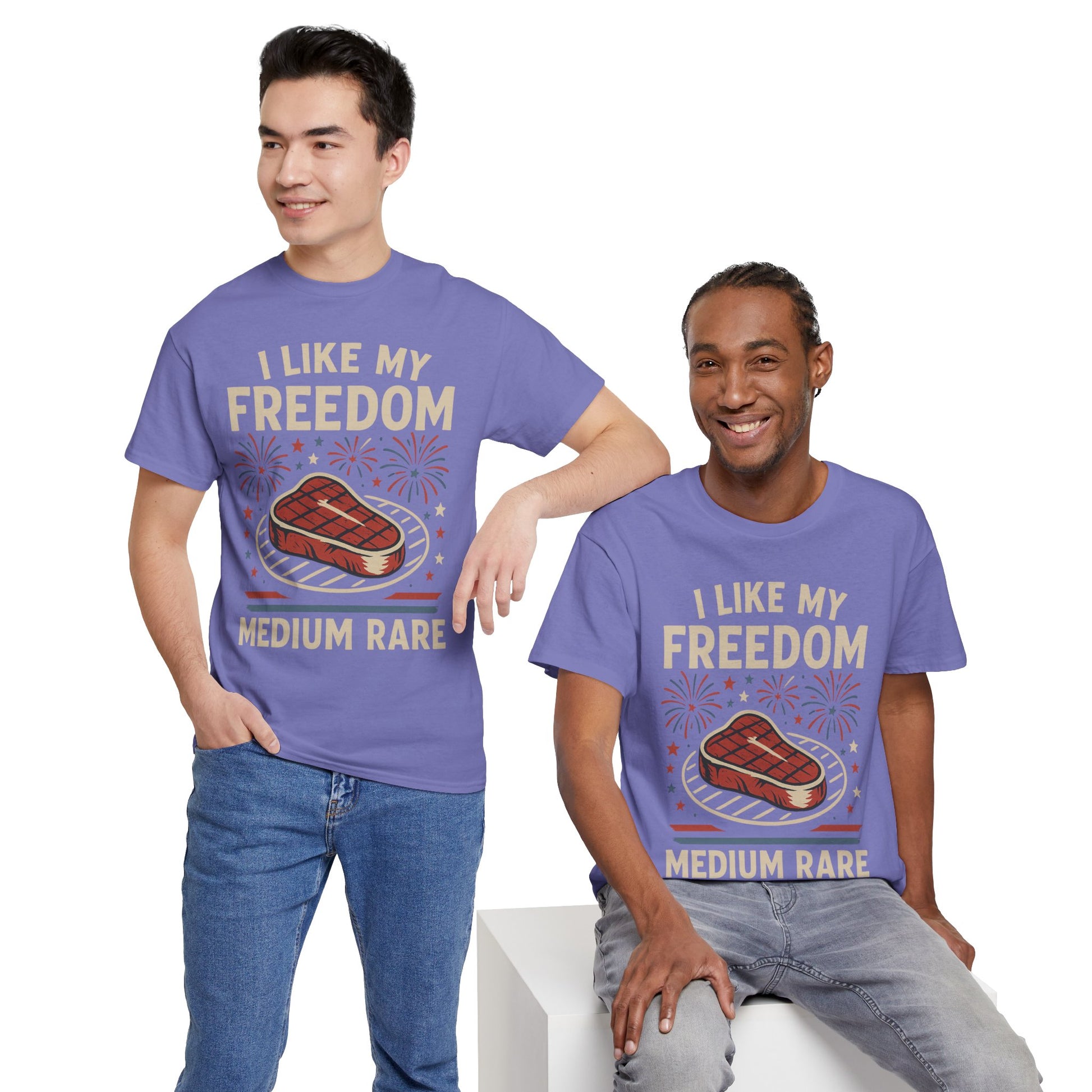 I Like My Freedom Medium Rare T-Shirt – Funny Patriotic BBQ Shirt for Men & Women, 4th of July USA Tee