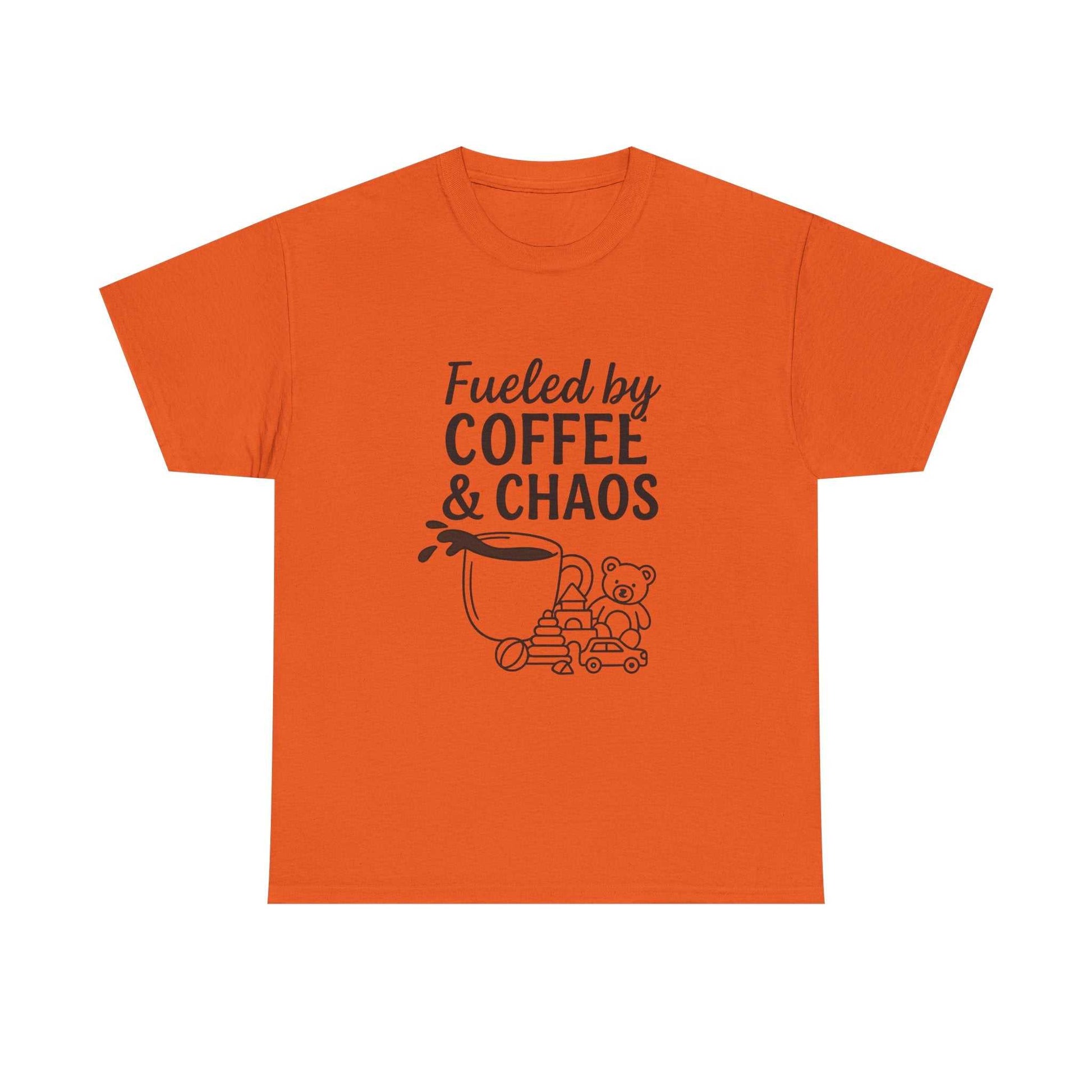 Fueled by Coffee & Chaos Shirt – Funny Unisex Tee for Moms & Dads