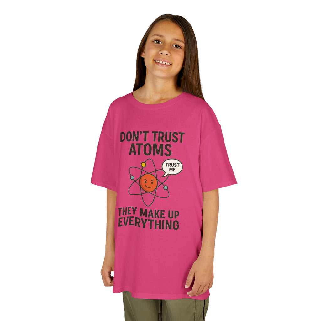 Don’t Trust Atoms – Funny Science T-Shirt for Kids | Unisex Nerdy Cotton Tee
