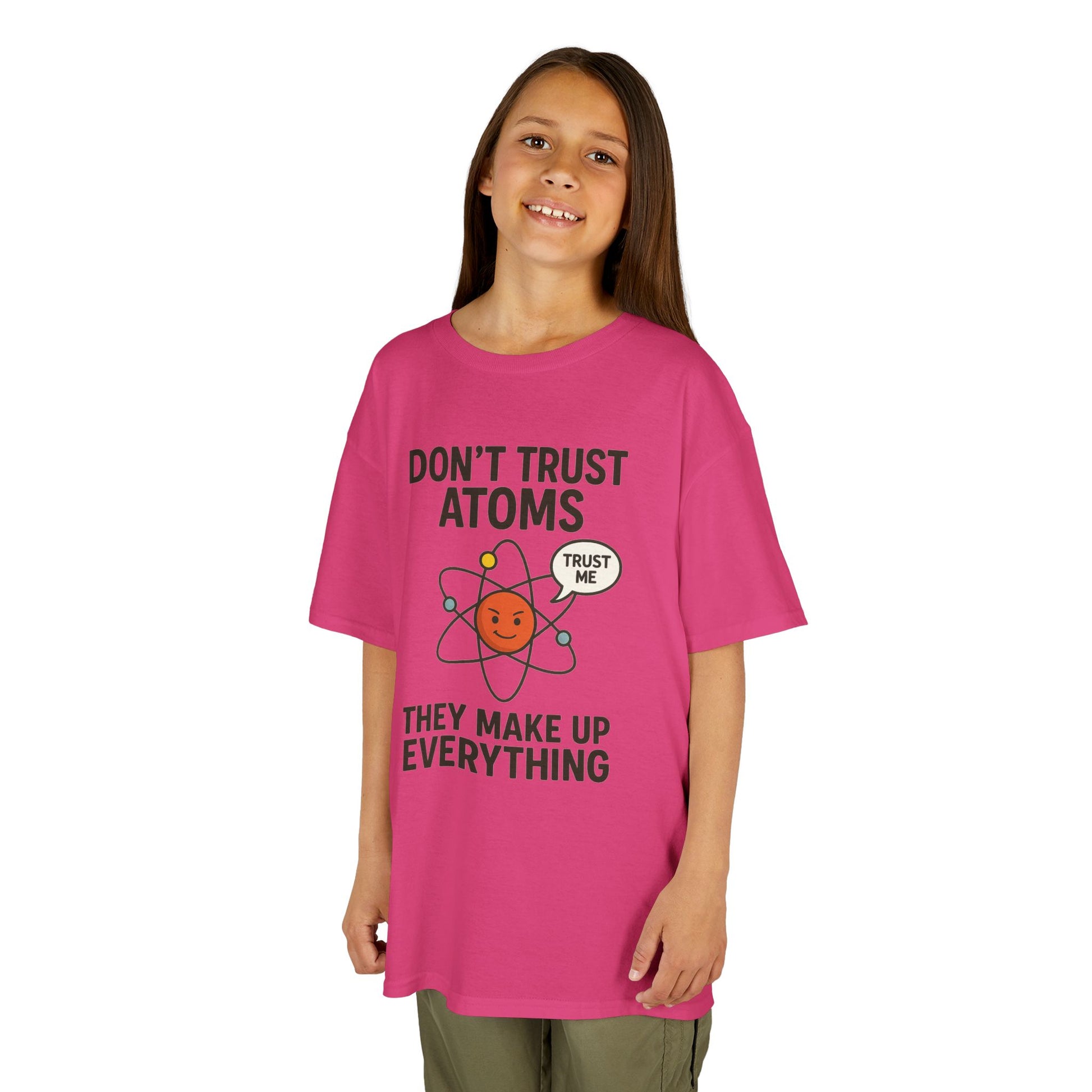 Don’t Trust Atoms – Funny Science T-Shirt for Kids | Unisex Nerdy Cotton Tee