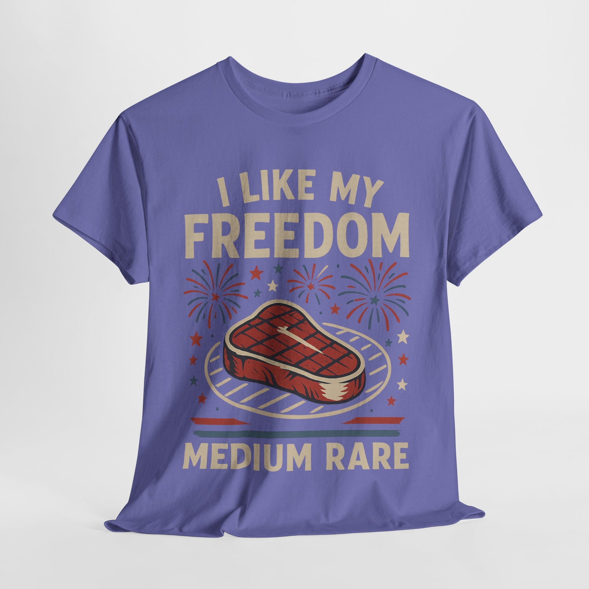 I Like My Freedom Medium Rare T-Shirt – Funny Patriotic BBQ Shirt for Men & Women, 4th of July USA Tee