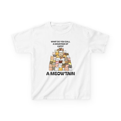 A Meowtain! Funny Cat Pile T-Shirt for Kids – Cute Unisex Graphic Tee