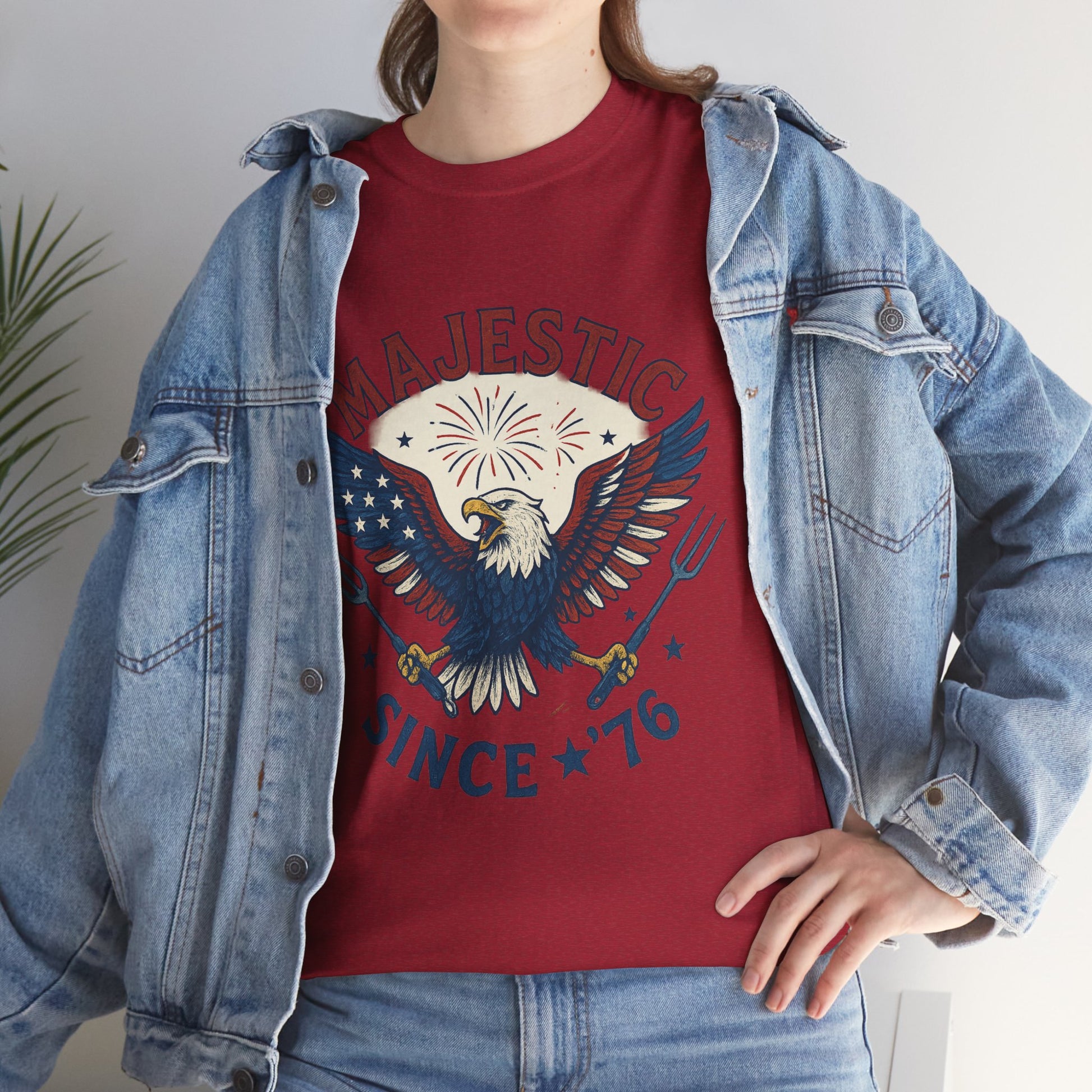 Majestic Eagle Since '76 T-Shirt – Vintage American Flag Tee for Men & Women, Patriotic USA Graphic Shirt