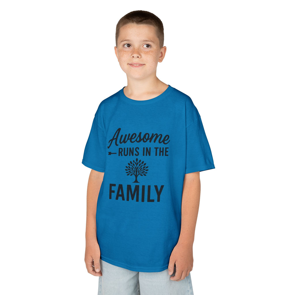 Awesome Runs In The Family Kids T-Shirt – Unisex Heavy Cotton Tee