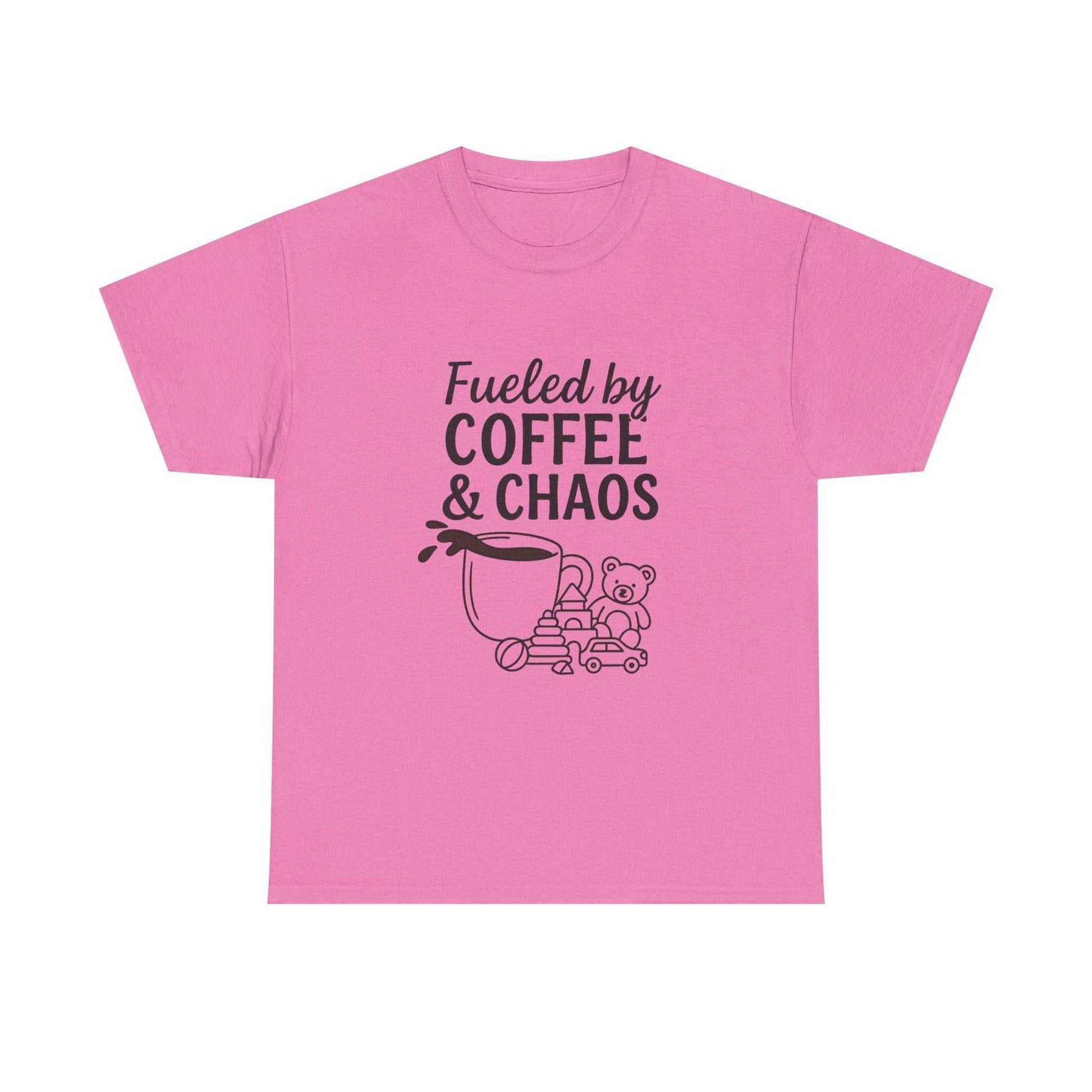 Fueled by Coffee & Chaos Shirt – Funny Unisex Tee for Moms & Dads