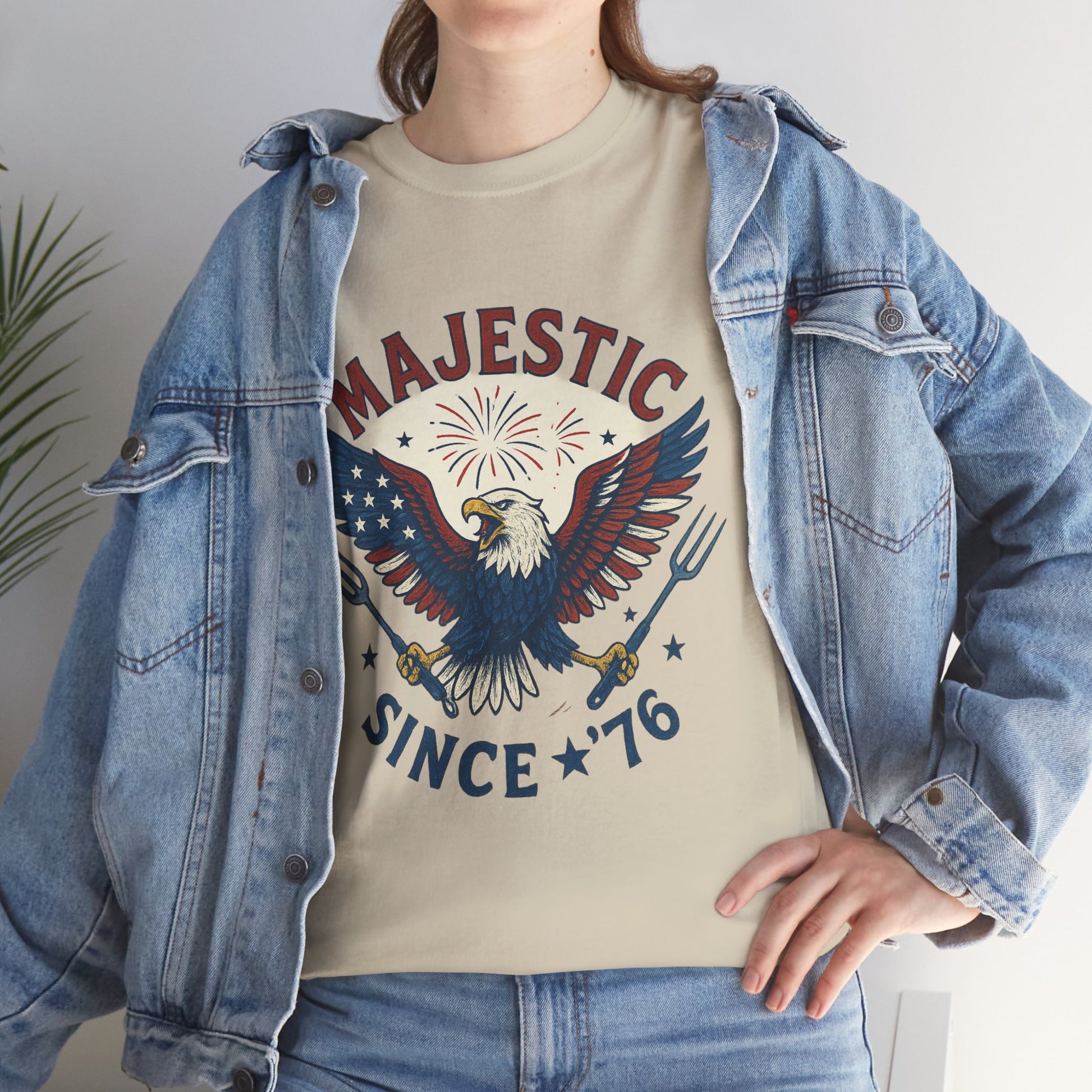 Majestic Eagle Since '76 T-Shirt – Vintage American Flag Tee for Men & Women, Patriotic USA Graphic Shirt