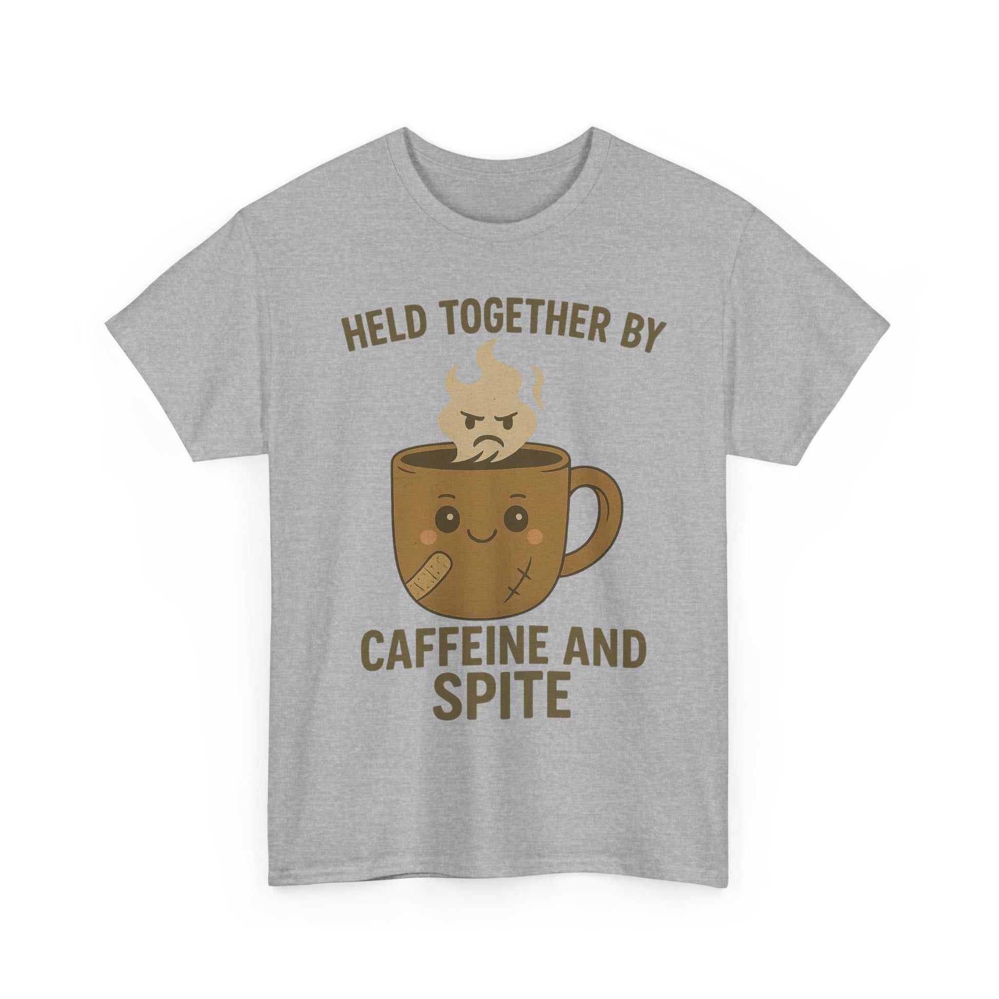 Held Together by Caffeine and Spite T-Shirt – Funny Unisex Tee