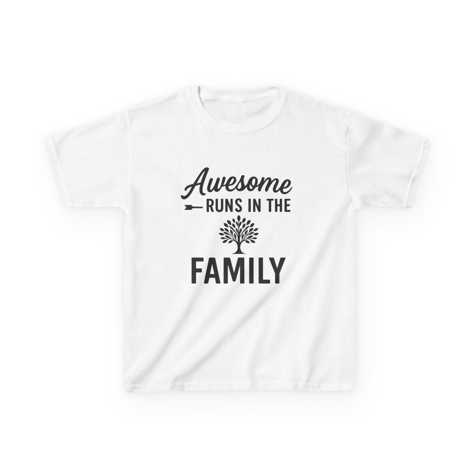 Awesome Runs In The Family Kids T-Shirt – Unisex Heavy Cotton Tee