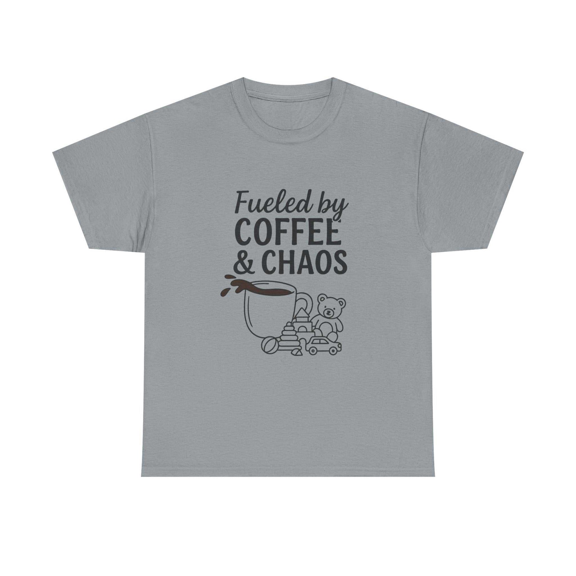Fueled by Coffee & Chaos Shirt – Funny Unisex Tee for Moms & Dads