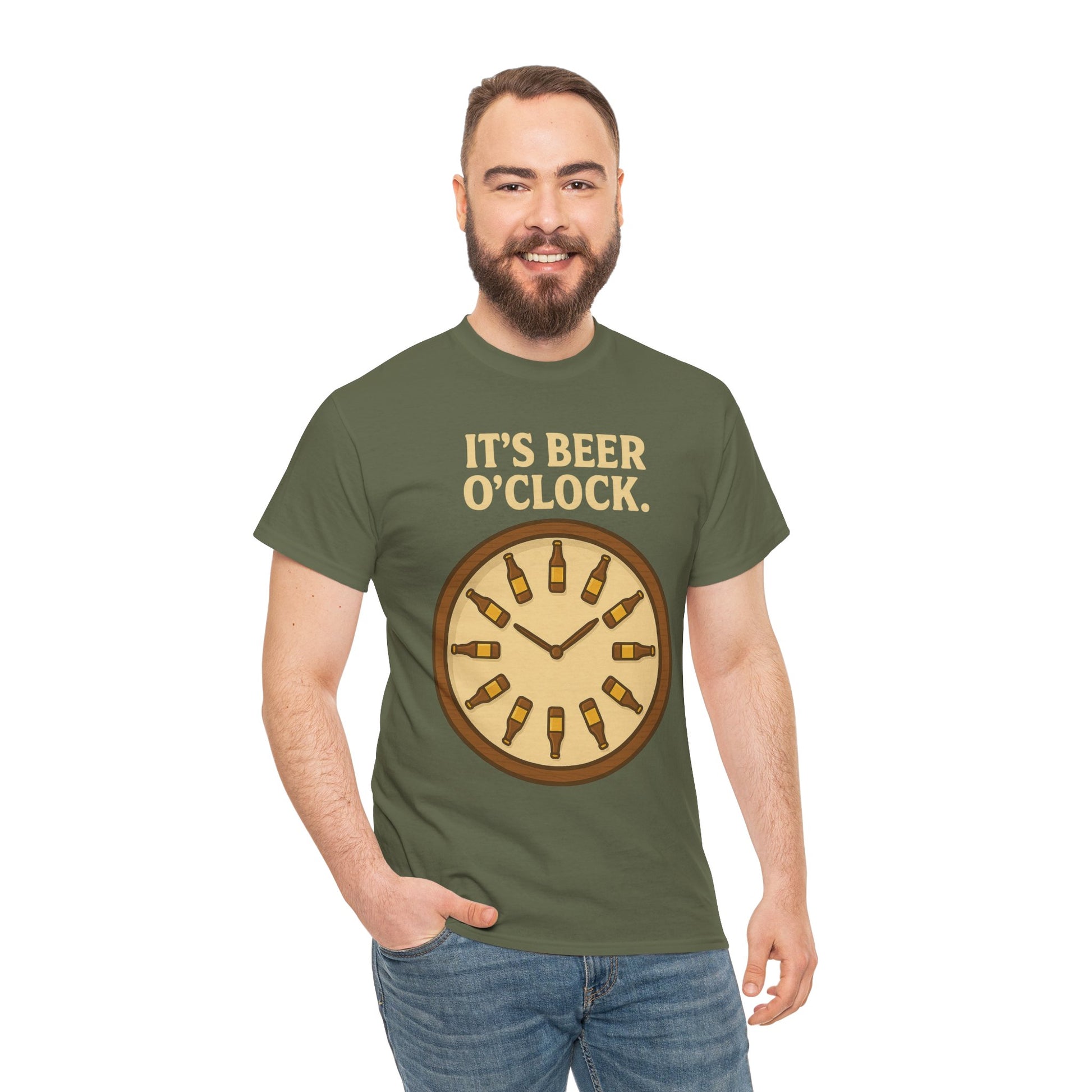 It’s Beer O’Clock Tee – Funny Unisex Cotton Beer Lover Shirt