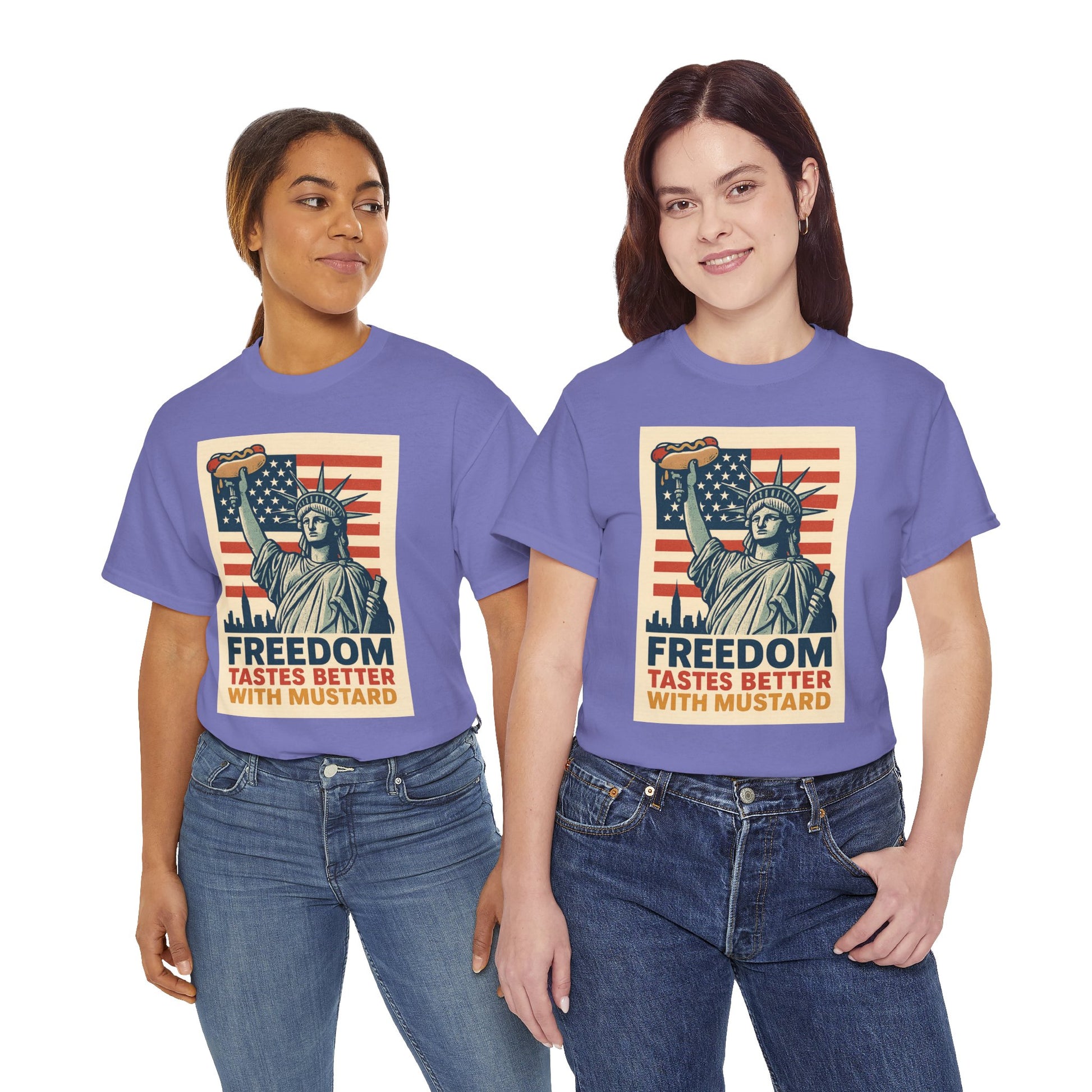 Freedom Tastes Better With Mustard T-Shirt – Funny 4th of July Hot Dog Tee, Patriotic Graphic Shirt for Men & Women