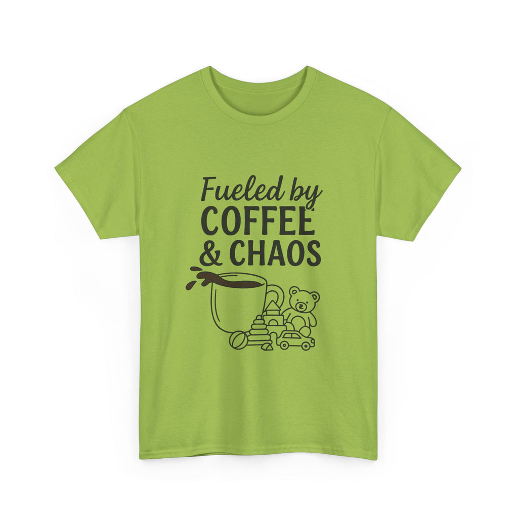 Fueled by Coffee & Chaos Shirt – Funny Unisex Tee for Moms & Dads