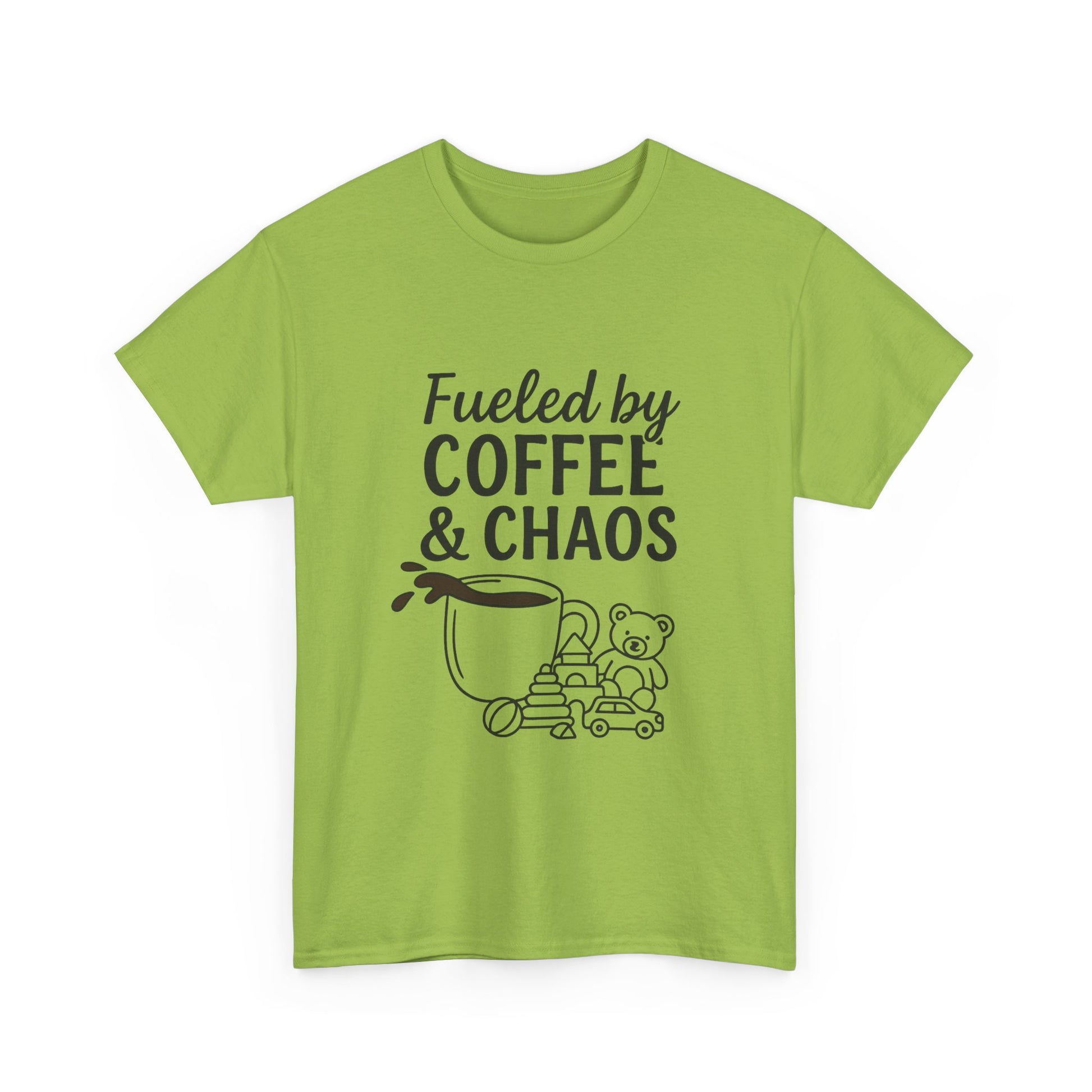 Fueled by Coffee & Chaos Shirt – Funny Unisex Tee for Moms & Dads