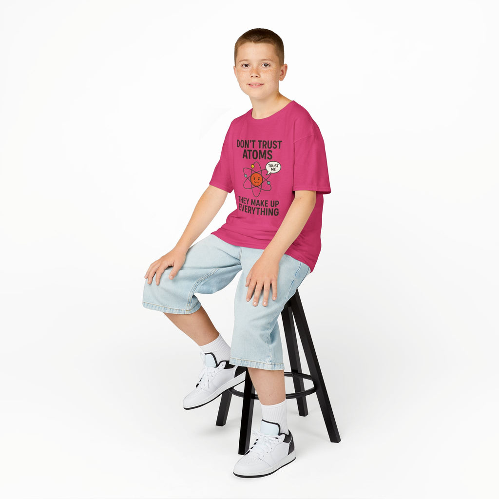 Don’t Trust Atoms – Funny Science T-Shirt for Kids | Unisex Nerdy Cotton Tee
