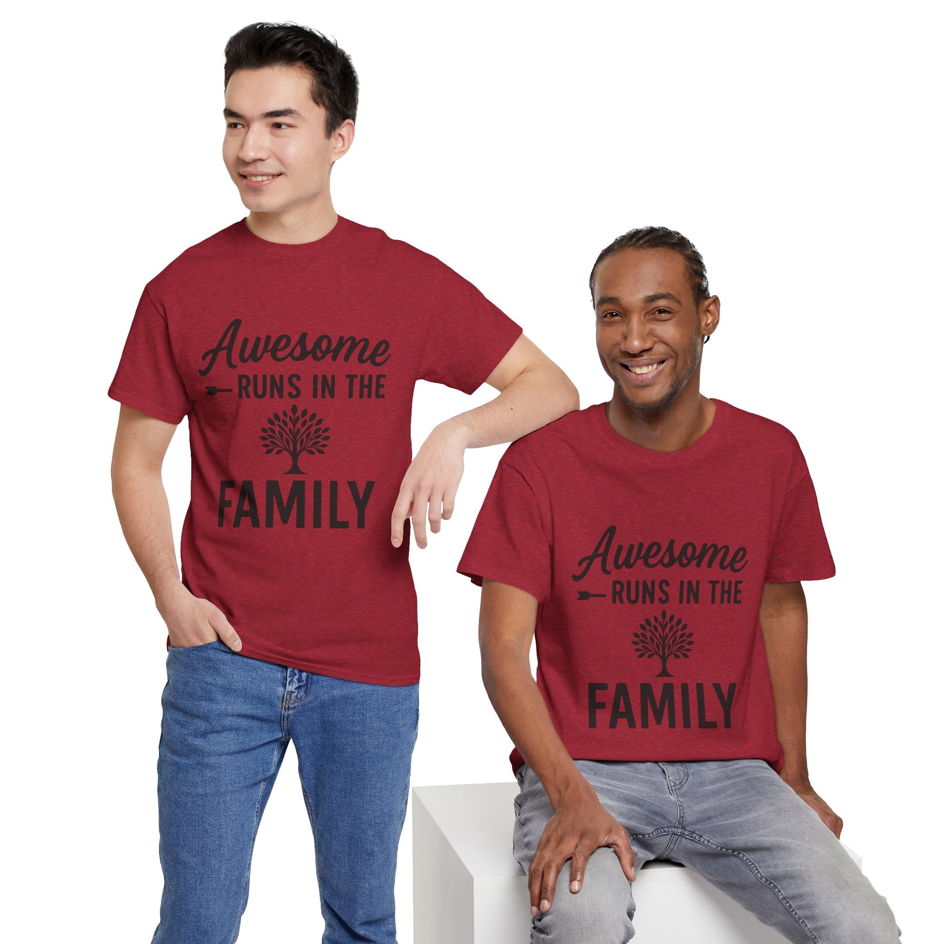 Awesome Runs In The Family – Unisex Cotton Family T-Shirt