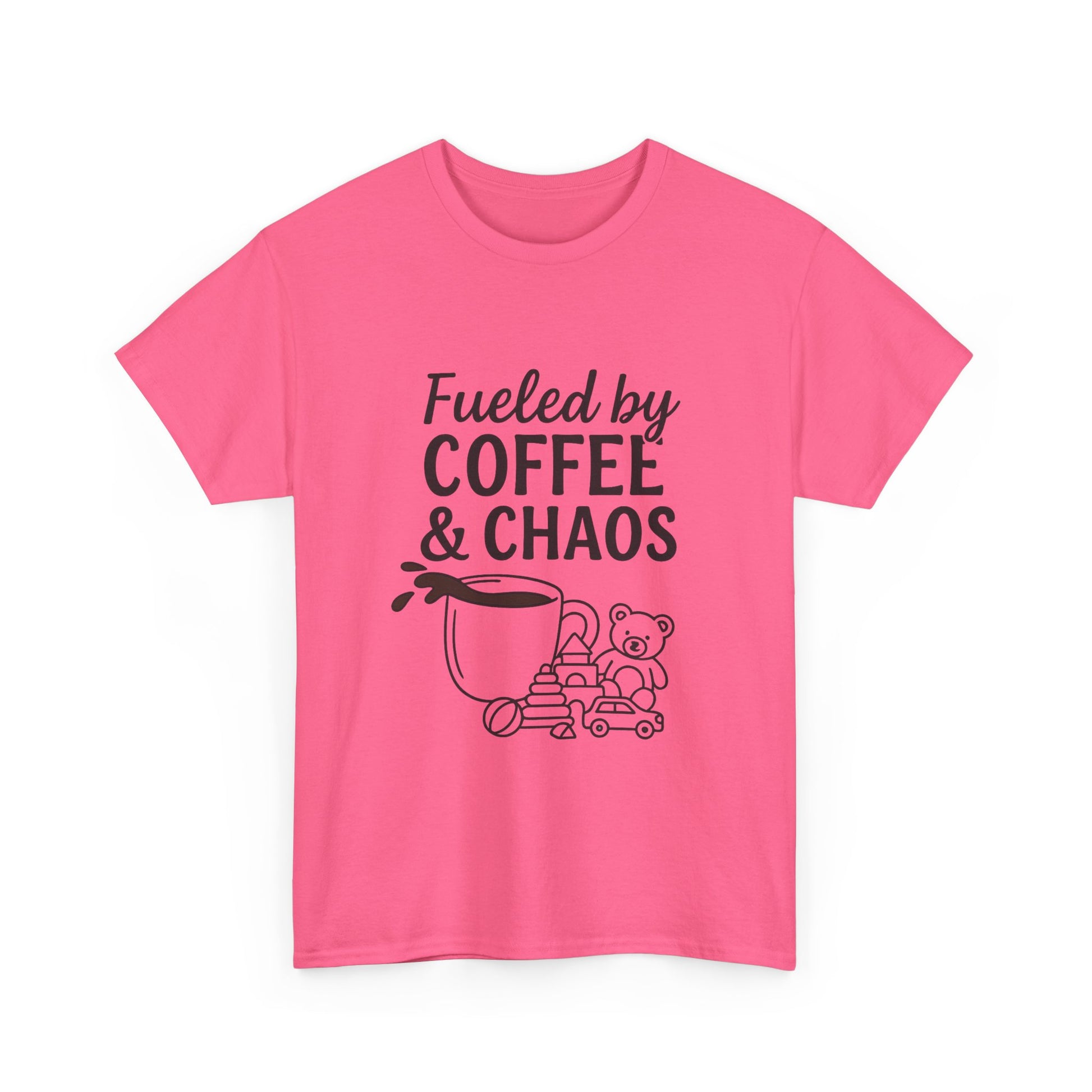 Fueled by Coffee & Chaos Shirt – Funny Unisex Tee for Moms & Dads