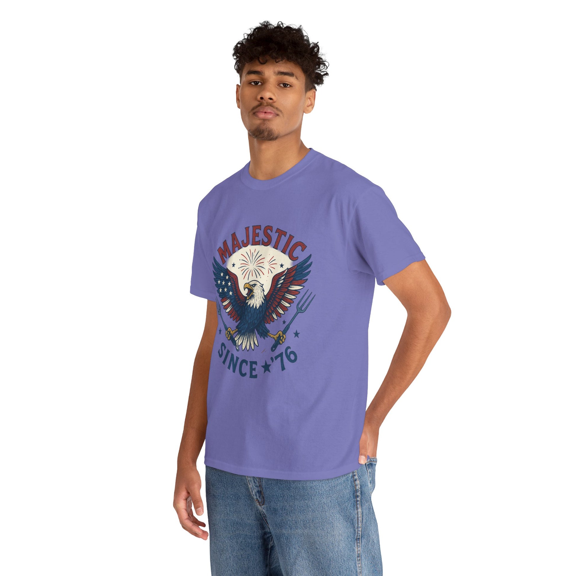Majestic Eagle Since '76 T-Shirt – Vintage American Flag Tee for Men & Women, Patriotic USA Graphic Shirt