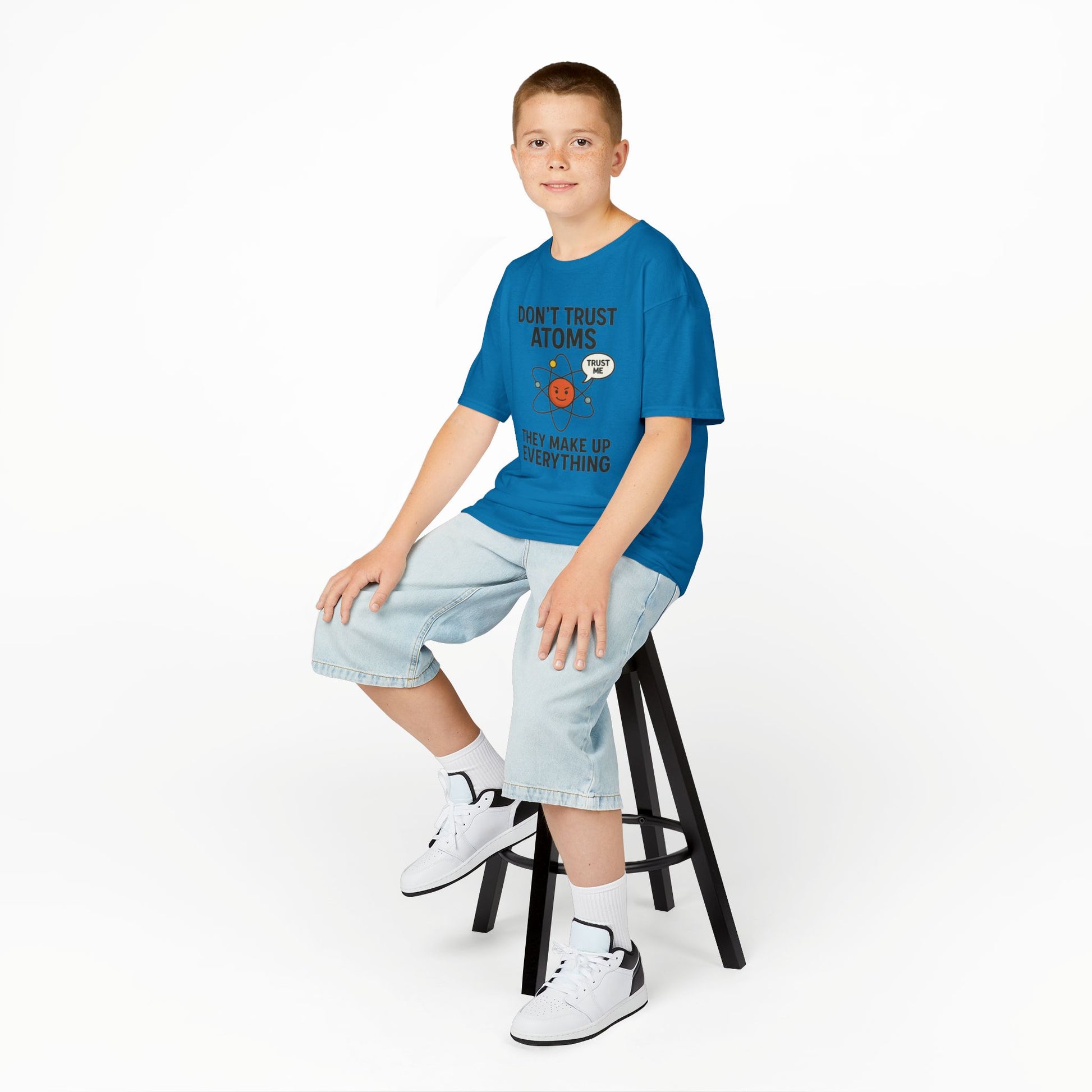 Don’t Trust Atoms – Funny Science T-Shirt for Kids | Unisex Nerdy Cotton Tee