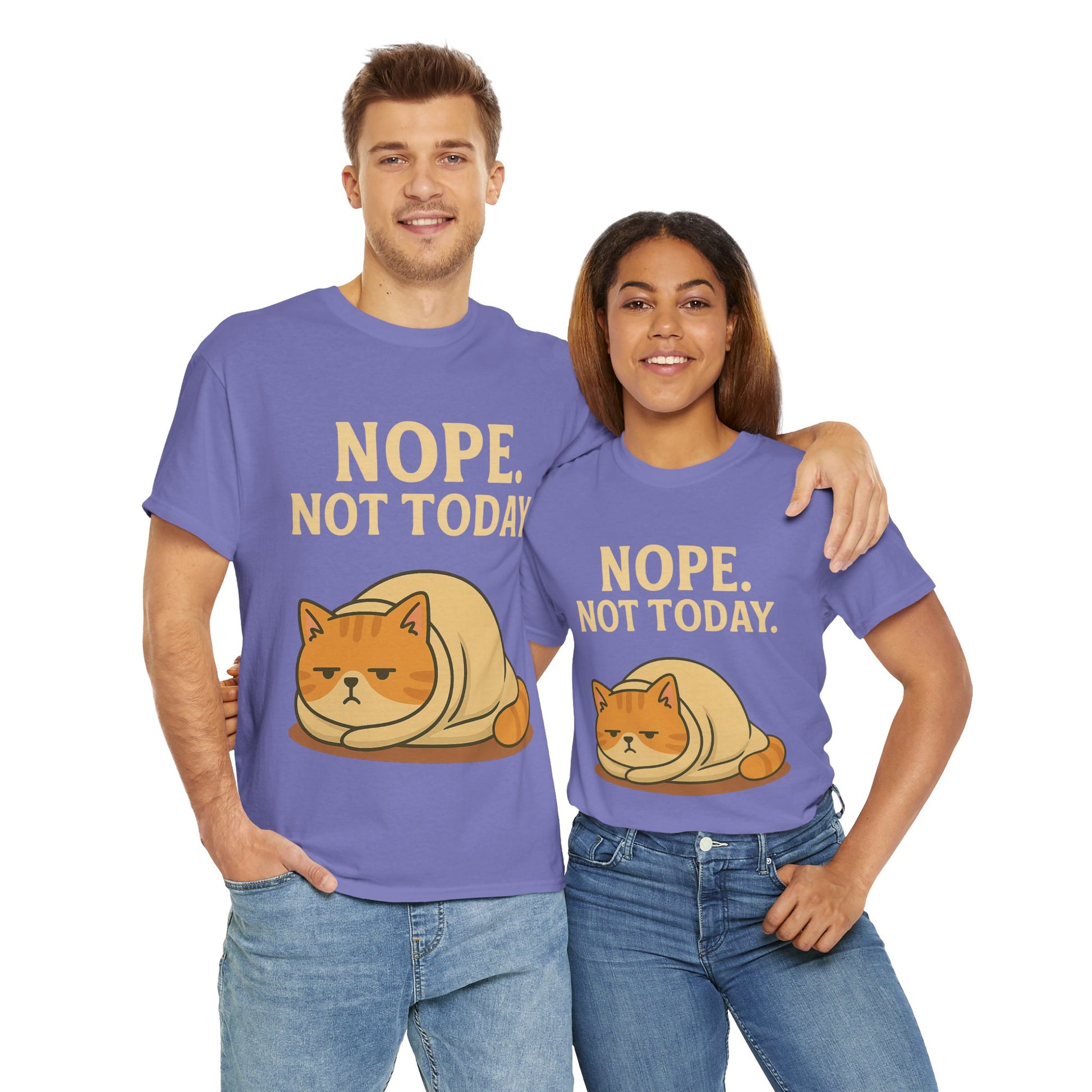 Lazy Cat "Nope. Not Today." Funny Graphic T-Shirt