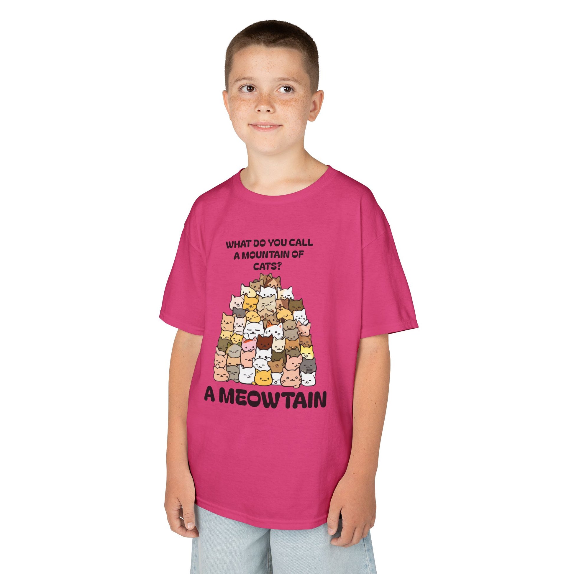 A Meowtain! Funny Cat Pile T-Shirt for Kids – Cute Unisex Graphic Tee