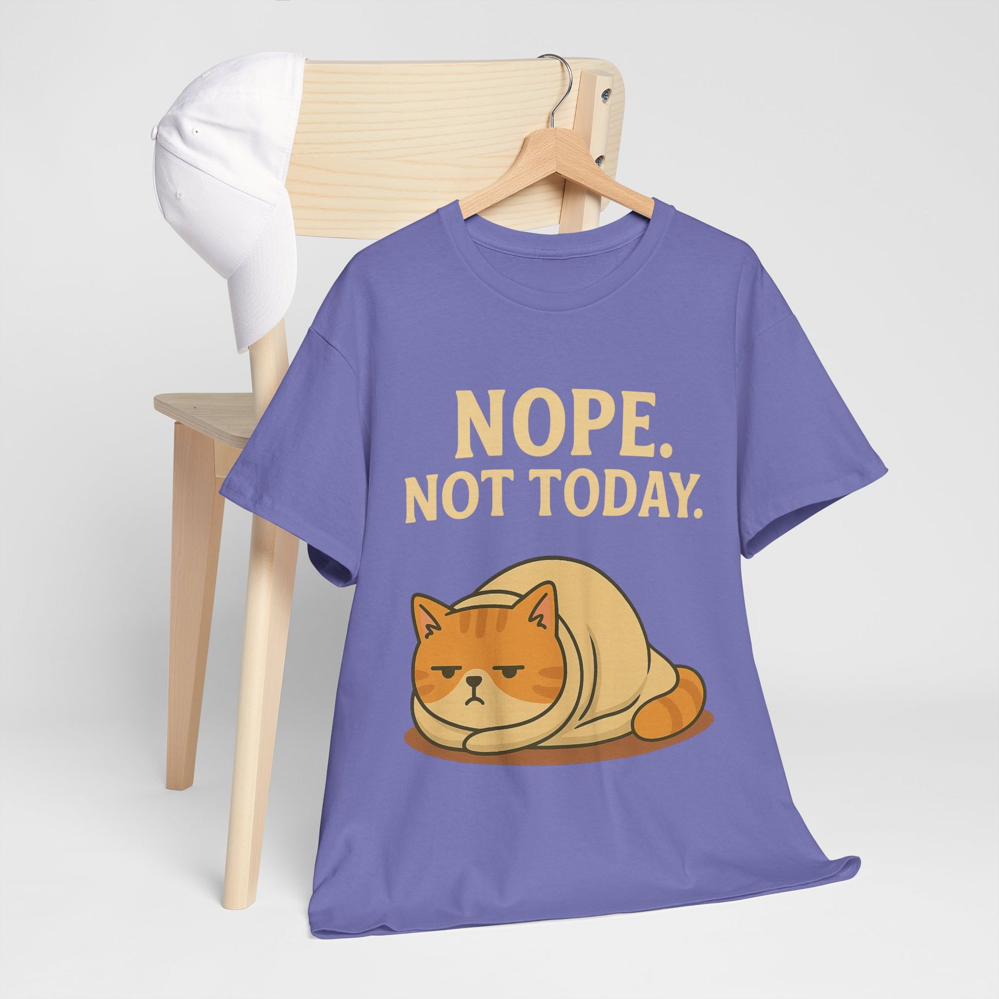 Lazy Cat "Nope. Not Today." Funny Graphic T-Shirt