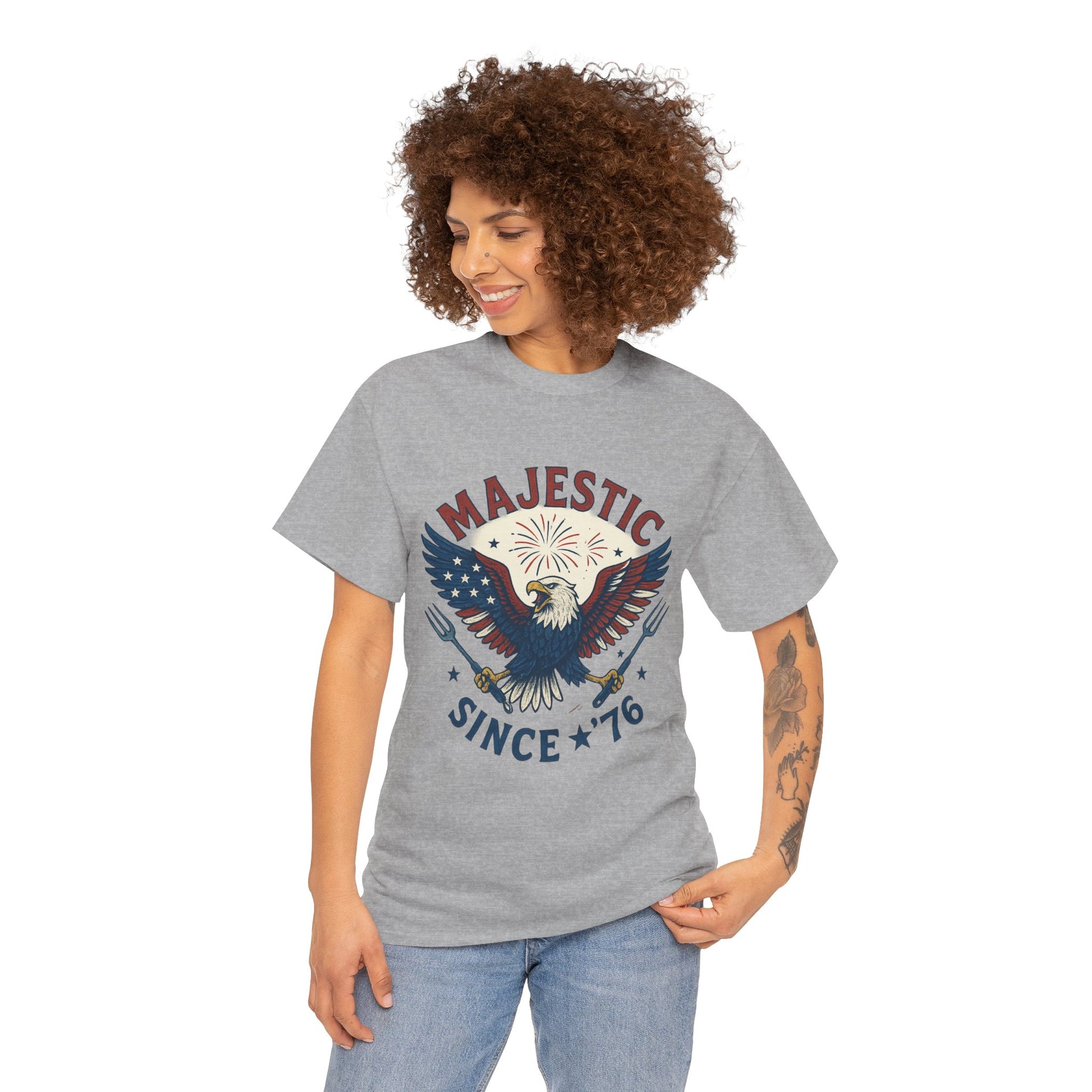 Majestic Eagle Since '76 T-Shirt – Vintage American Flag Tee for Men & Women, Patriotic USA Graphic Shirt