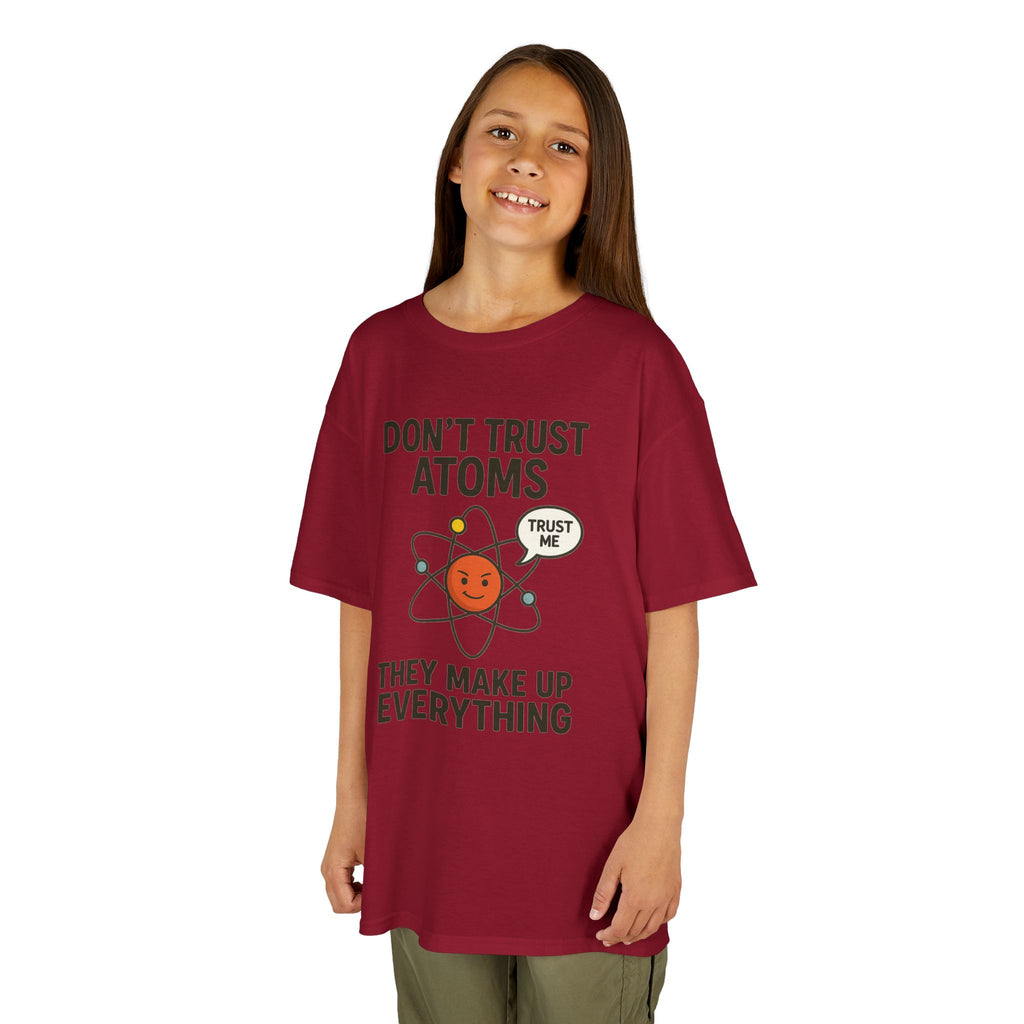 Don’t Trust Atoms – Funny Science T-Shirt for Kids | Unisex Nerdy Cotton Tee