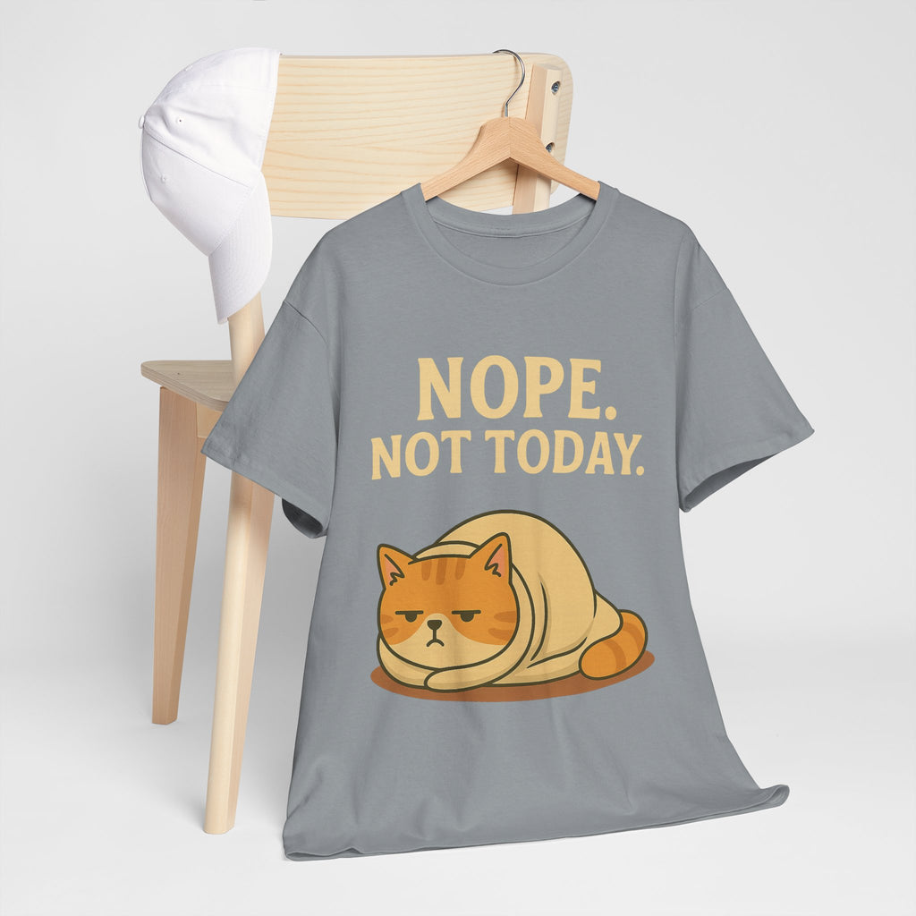 Lazy Cat "Nope. Not Today." Funny Graphic T-Shirt