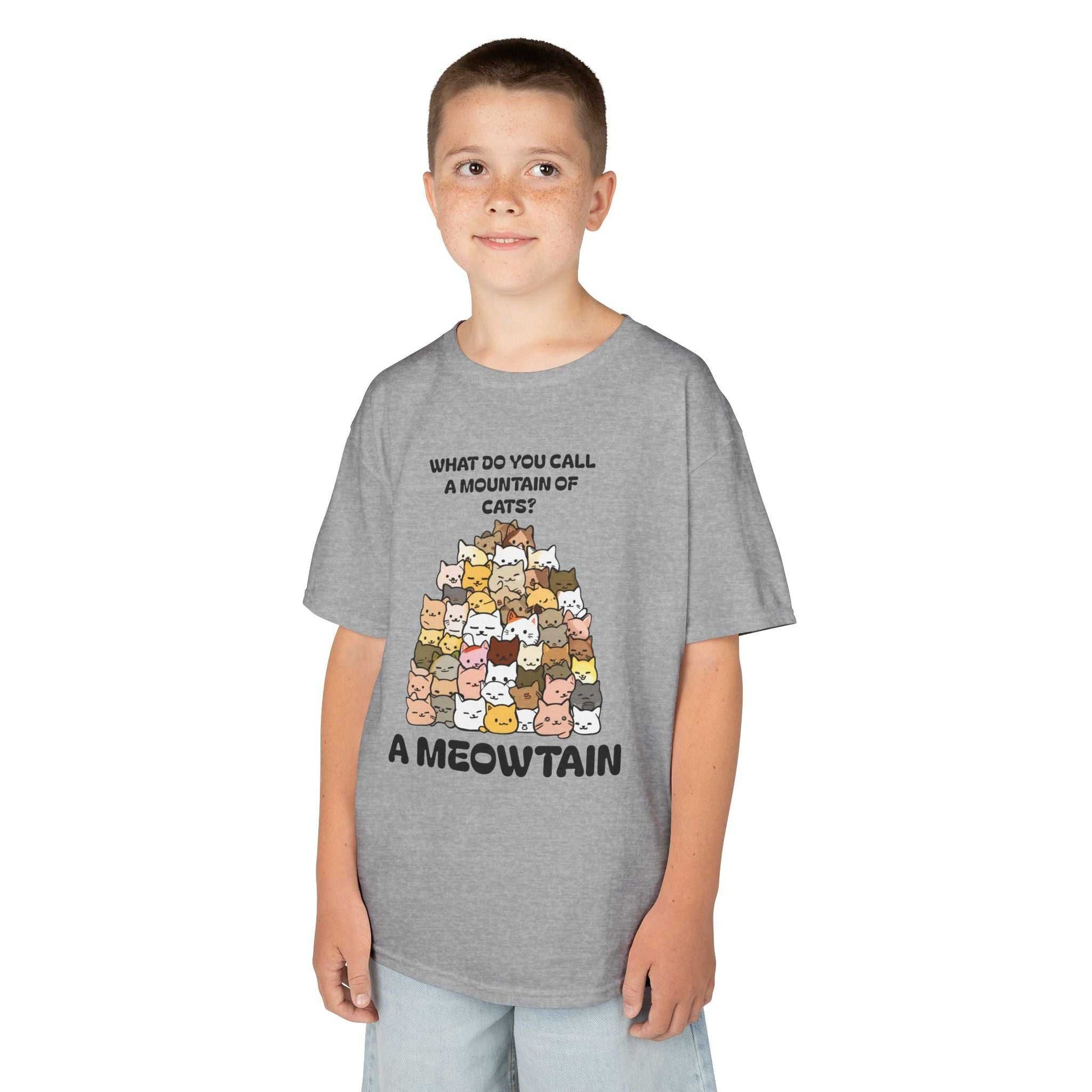 A Meowtain! Funny Cat Pile T-Shirt for Kids – Cute Unisex Graphic Tee